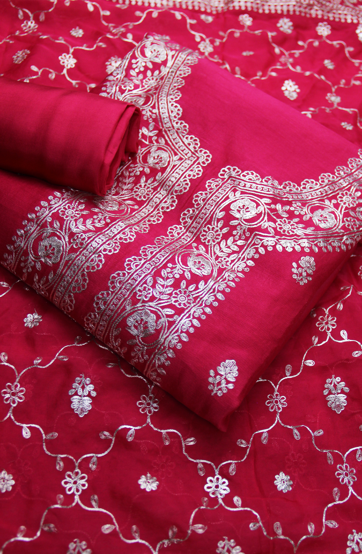 Rani Pink Pure Chanderi Silk Suit with Zari work Dupatta - 131-VF389B