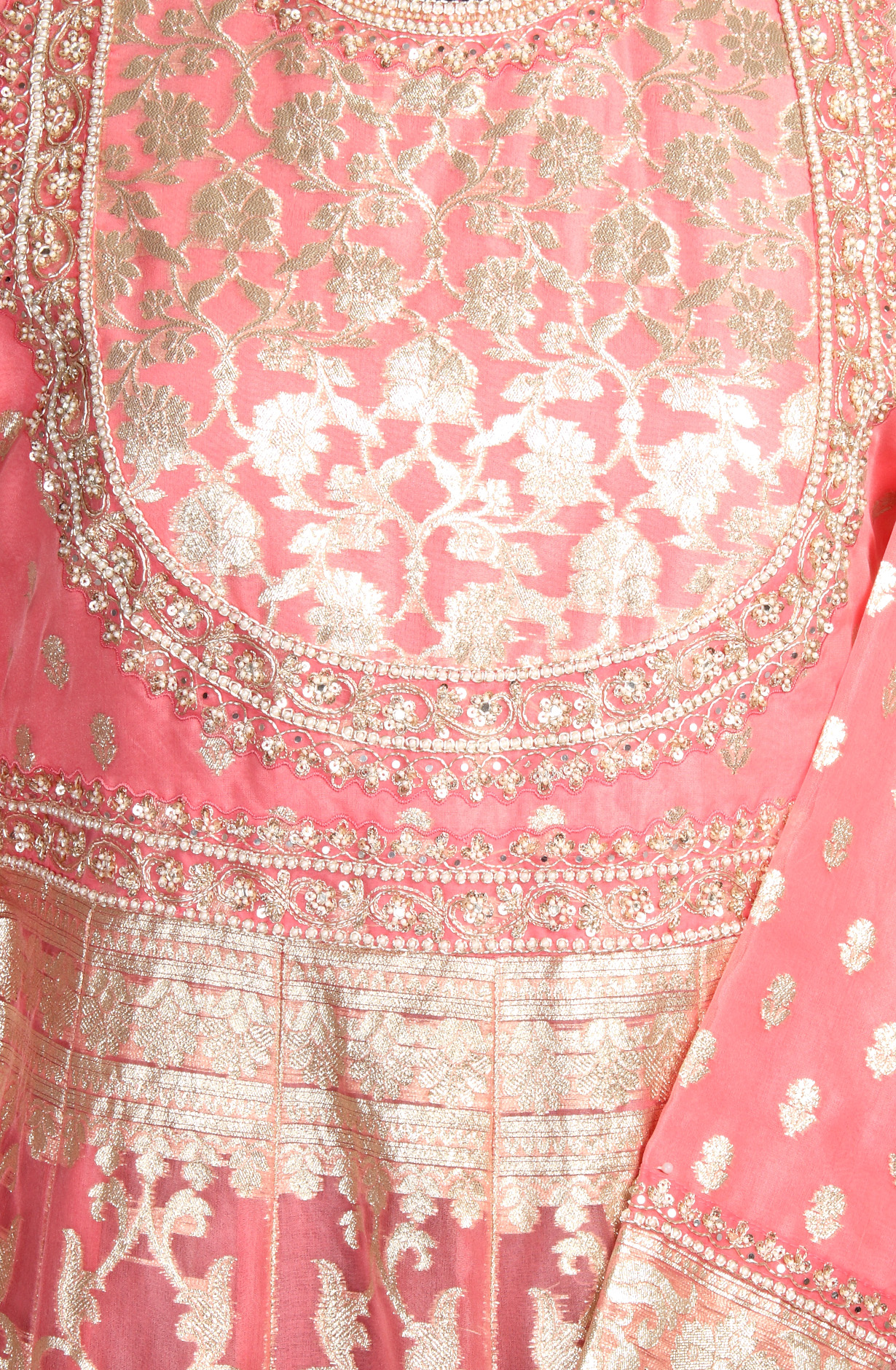 Pink Designer Partywear Organza Stitched Gown- 131-VF9260A