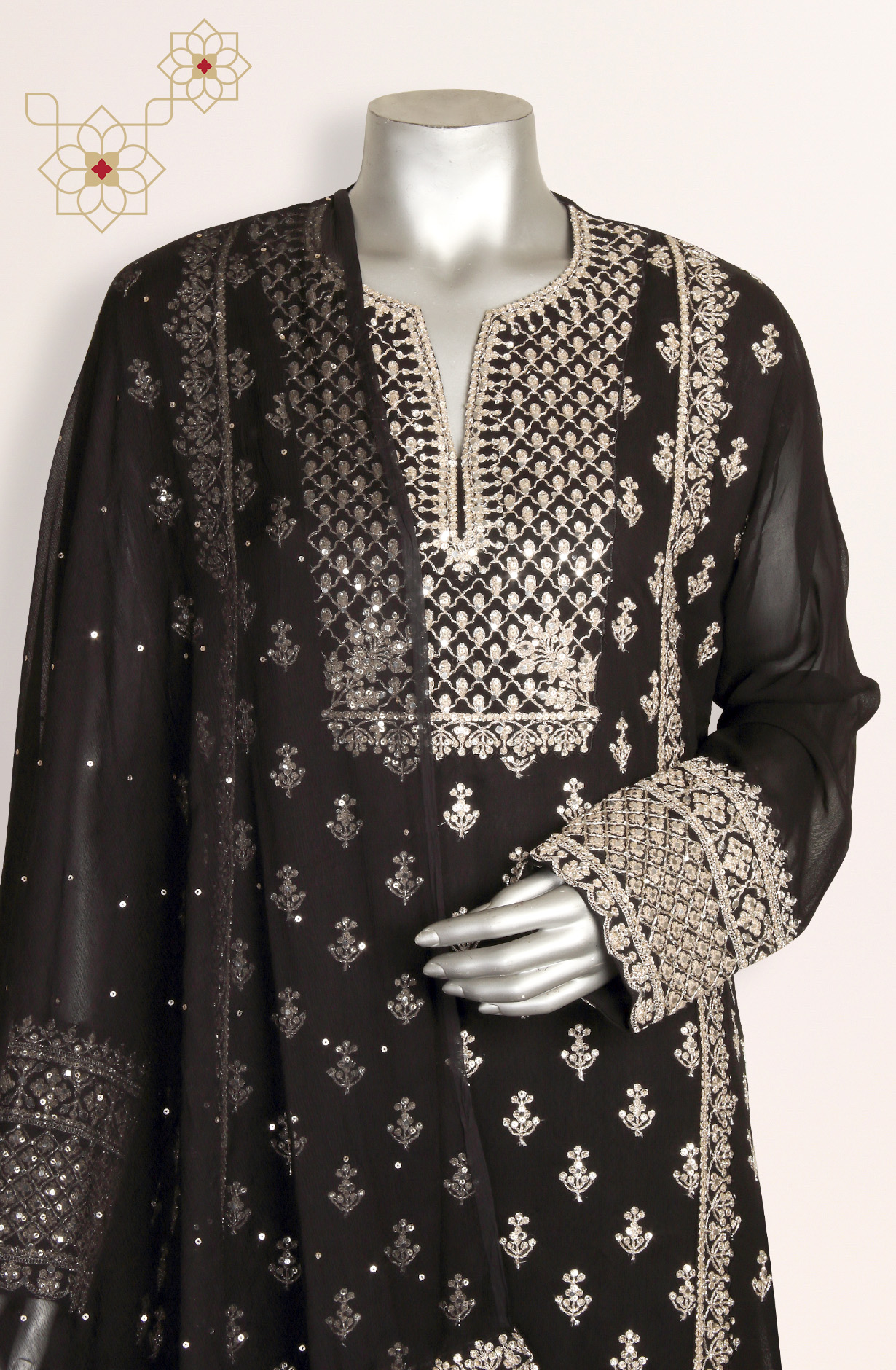 Black Georgette Designer Partywear Ready-to-Wear Sharara Suit - 131-VF9268
