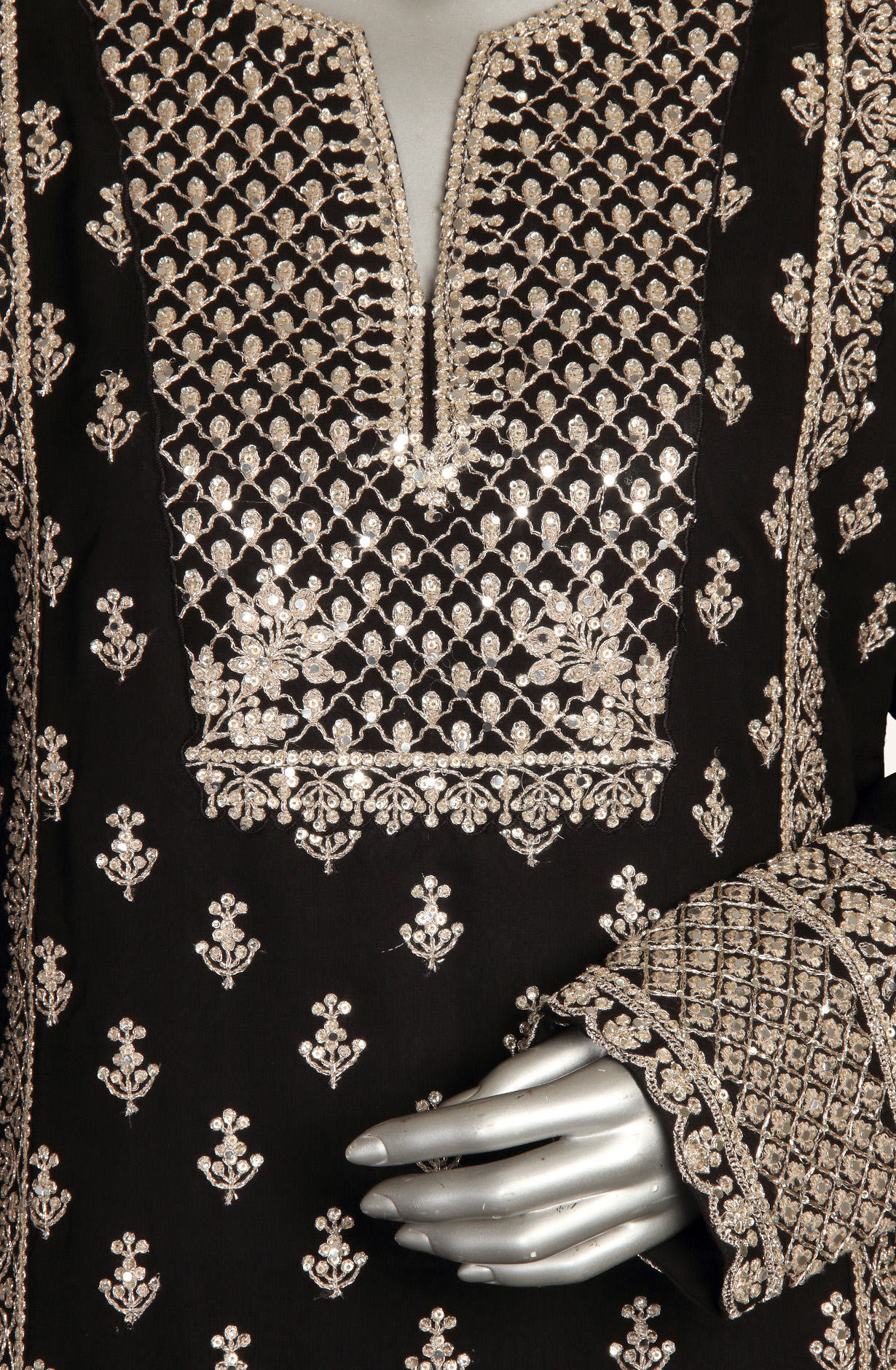 Black Georgette Designer Partywear Ready-to-Wear Sharara Suit - 131-VF9268