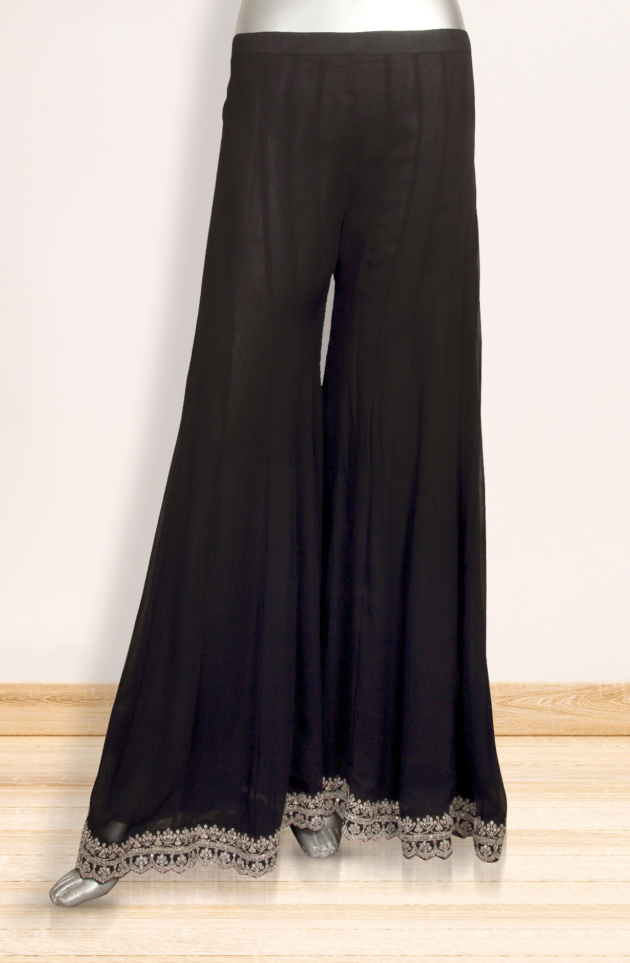 Black Georgette Designer Partywear Ready-to-Wear Sharara Suit - 131-VF9268