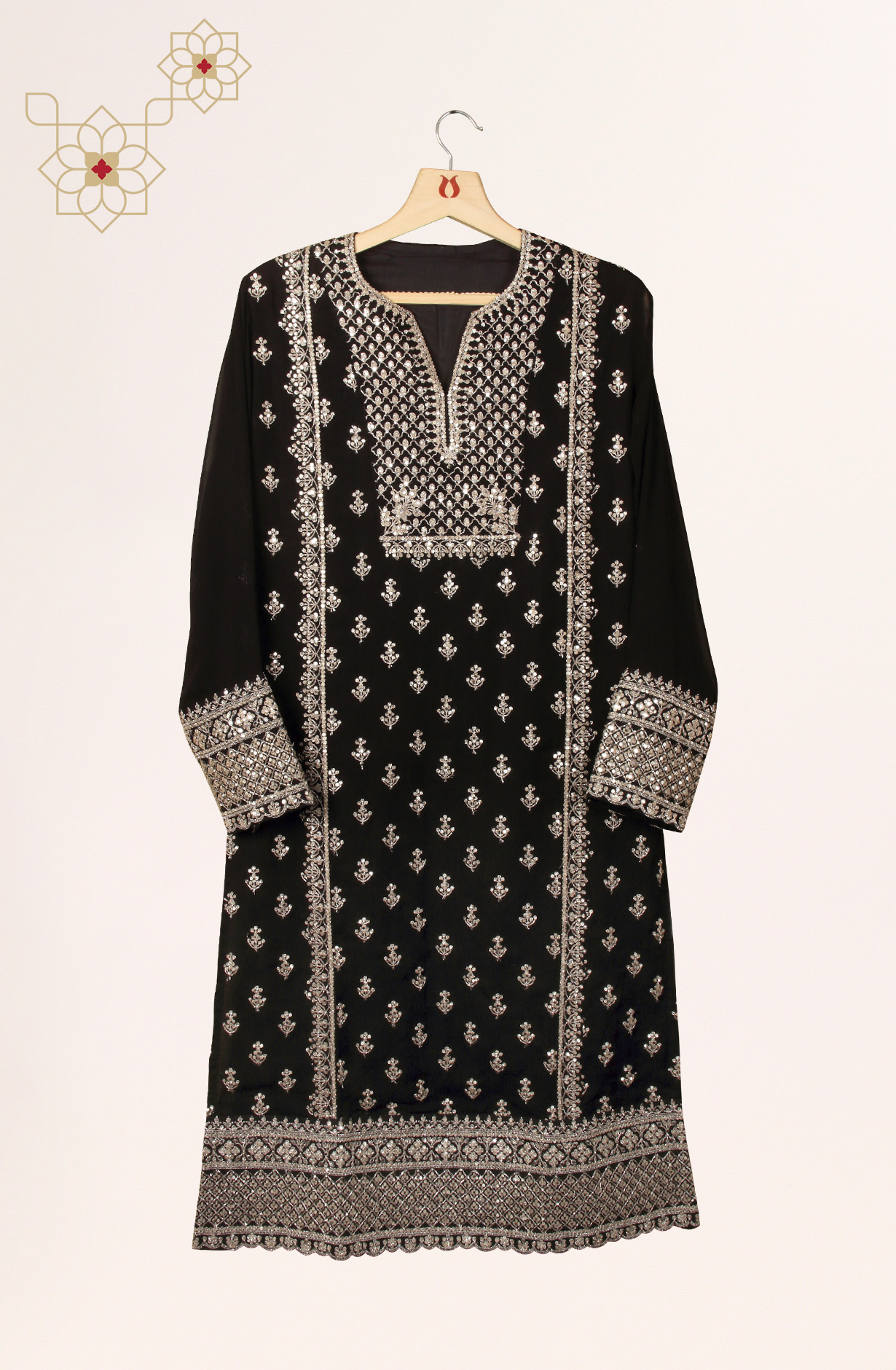 Black Georgette Designer Partywear Ready-to-Wear Sharara Suit - 131-VF9268
