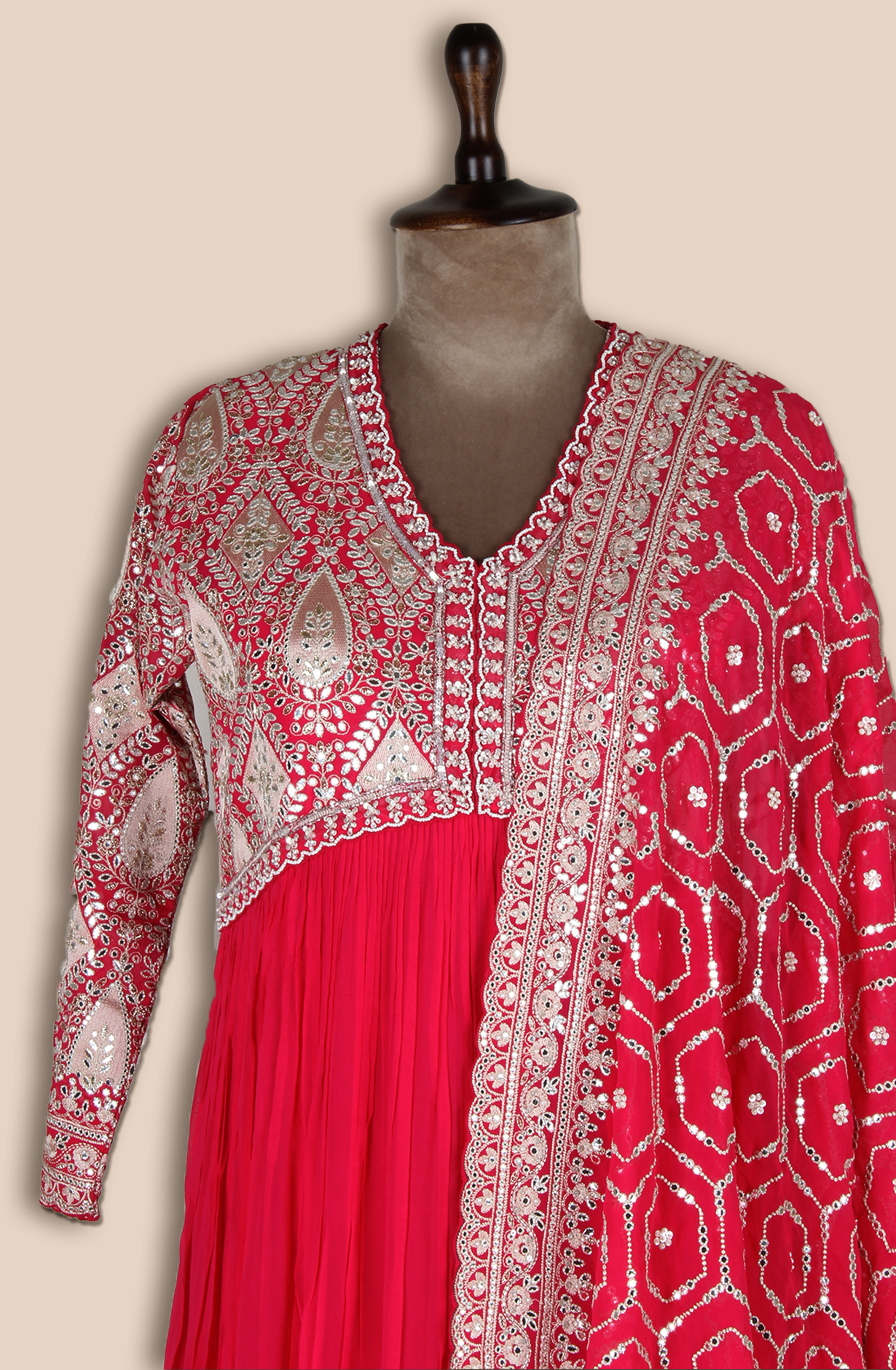 Rani Pink Georgette Partywear Gown with Heavy Dupatta - 131-VF9383