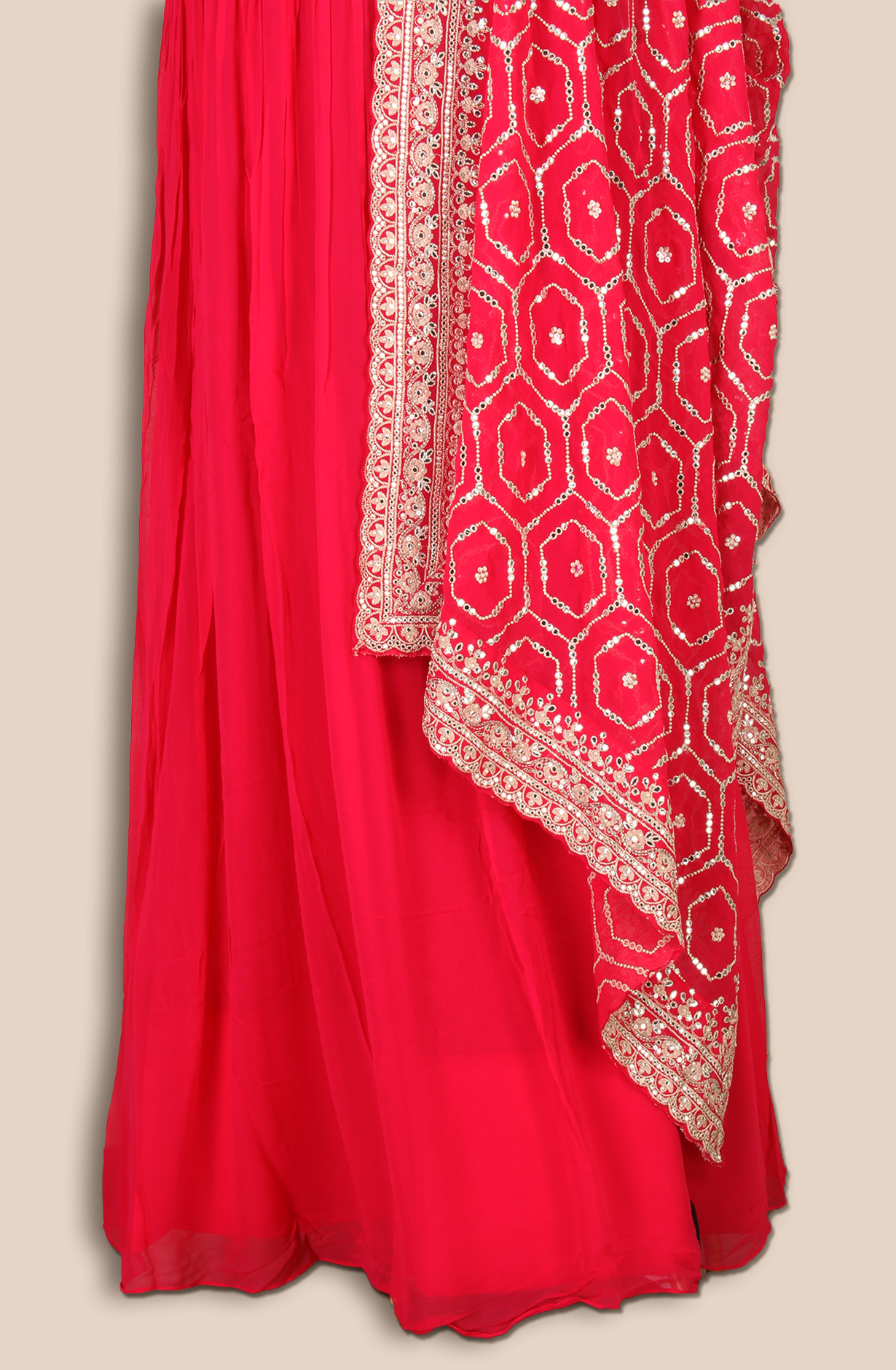 Rani Pink Georgette Partywear Gown with Heavy Dupatta - 131-VF9383