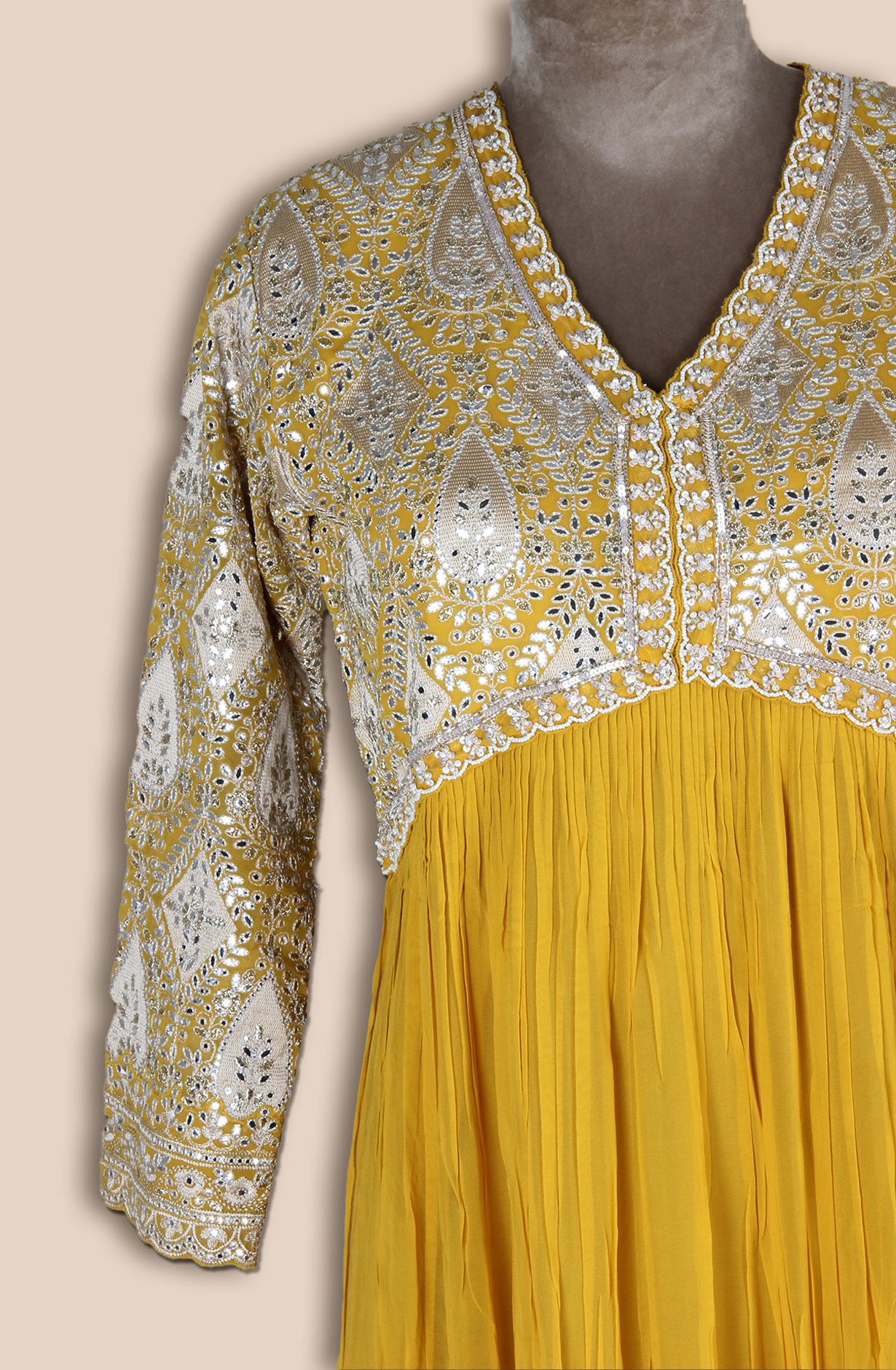 Yellow Georgette Partywear Gown with Heavy Dupatta - 131-VF9383A