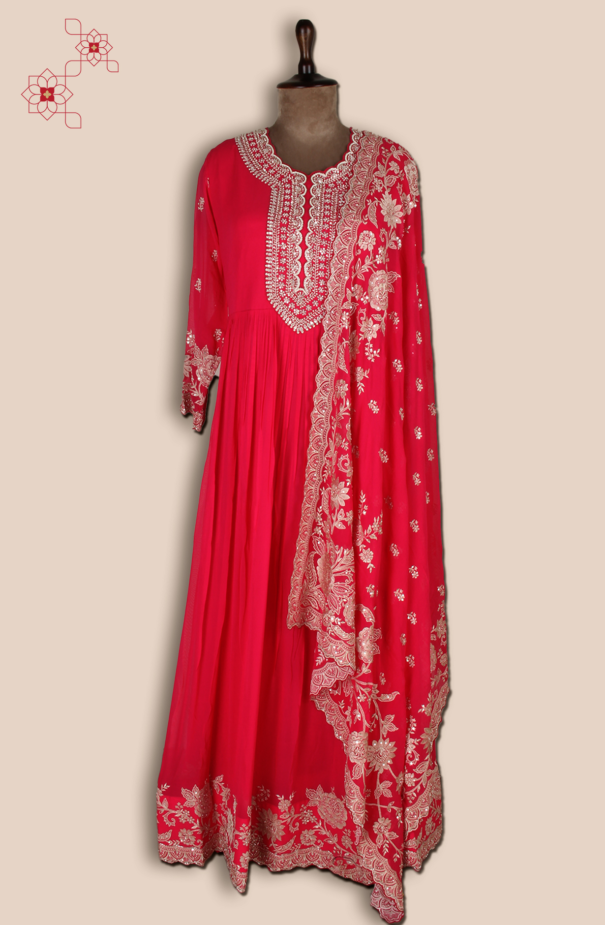 Pink Partywear Georgette Gown with Trendy Dupatta - 131-VF9402A