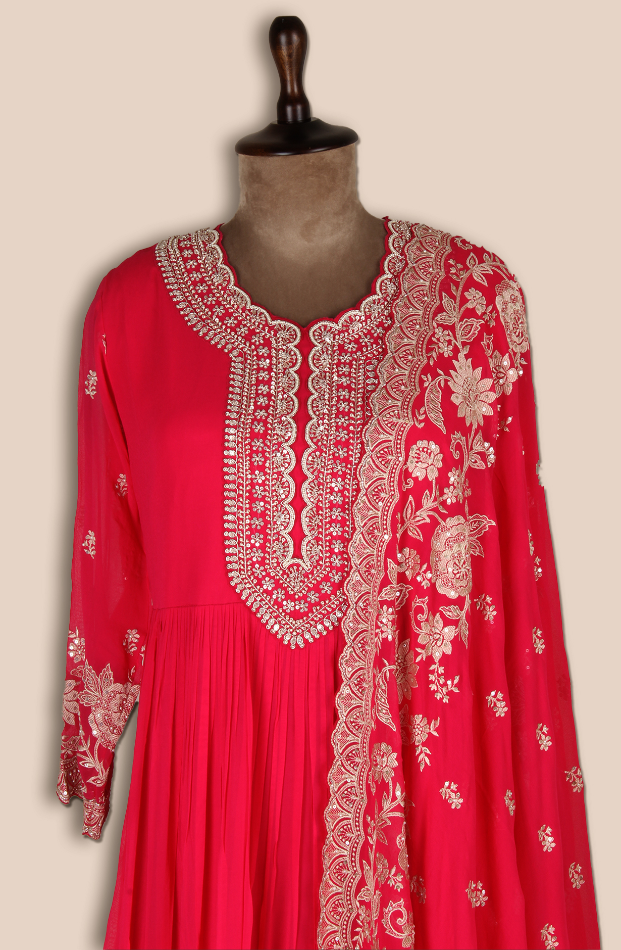 Pink Partywear Georgette Gown with Trendy Dupatta - 131-VF9402A