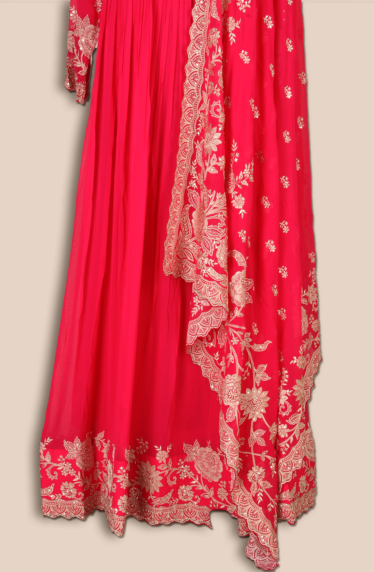 Pink Partywear Georgette Gown with Trendy Dupatta - 131-VF9402A