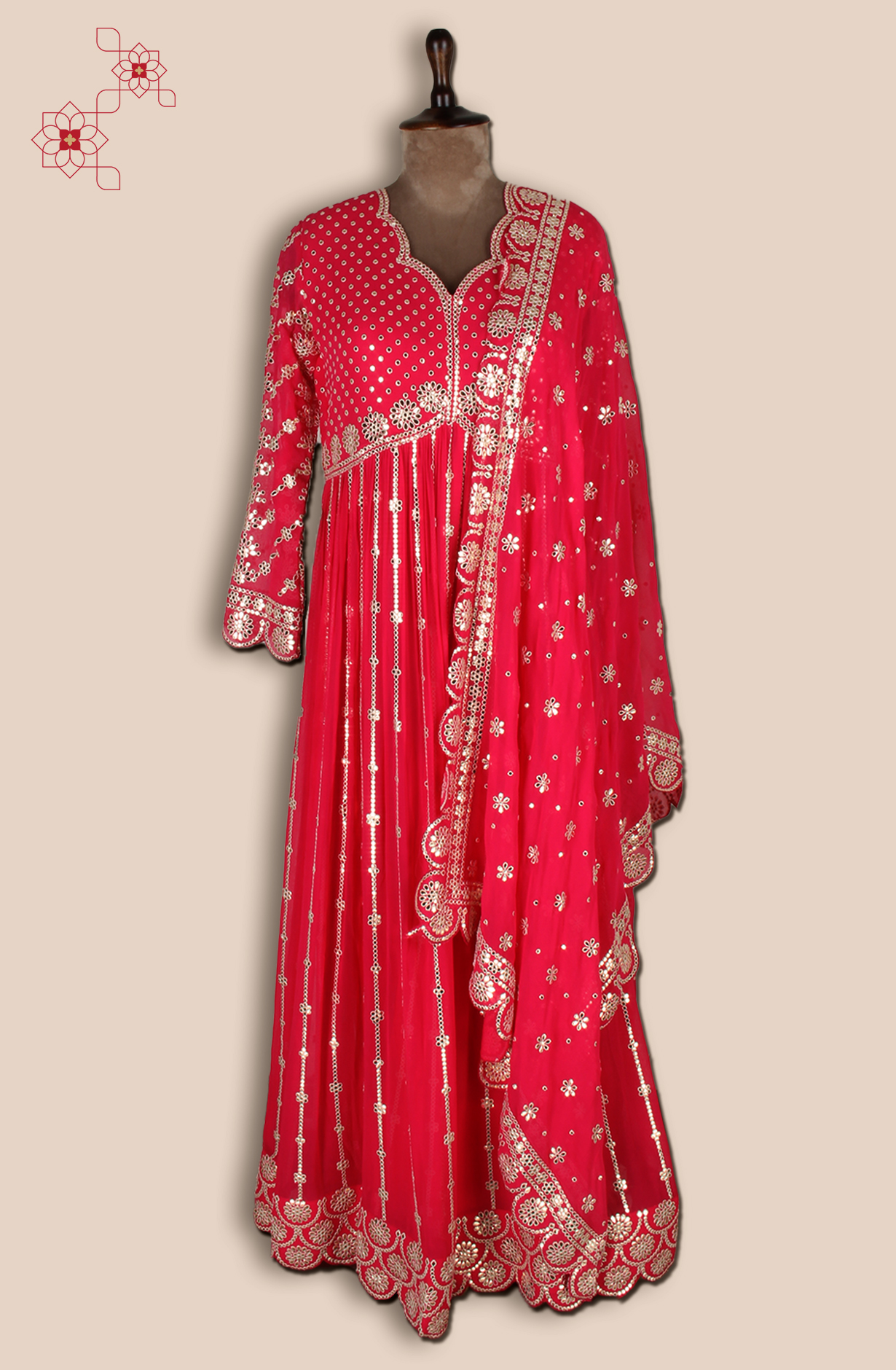 Rani Pink Partywear Georgette Gown with Trendy Dupatta - 131-VF9555A