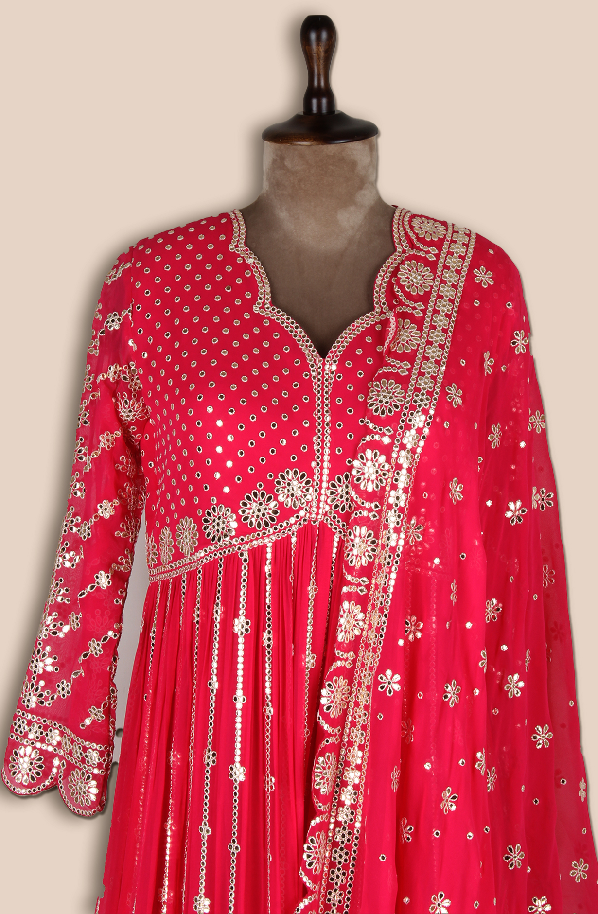 Rani Pink Partywear Georgette Gown with Trendy Dupatta - 131-VF9555A