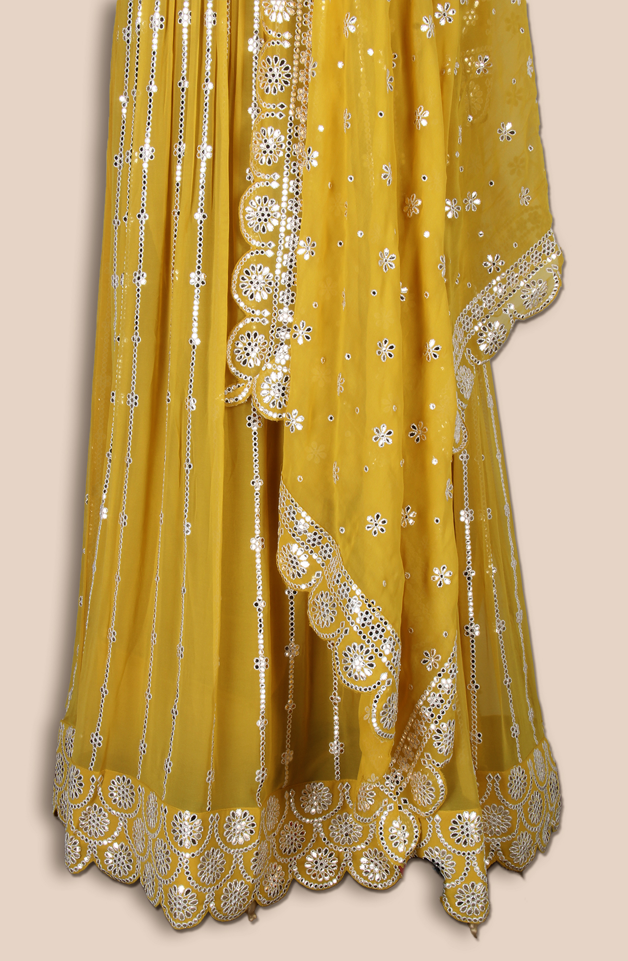 Yellow Partywear Georgette Gown with Trendy Dupatta - 131-VF9555B