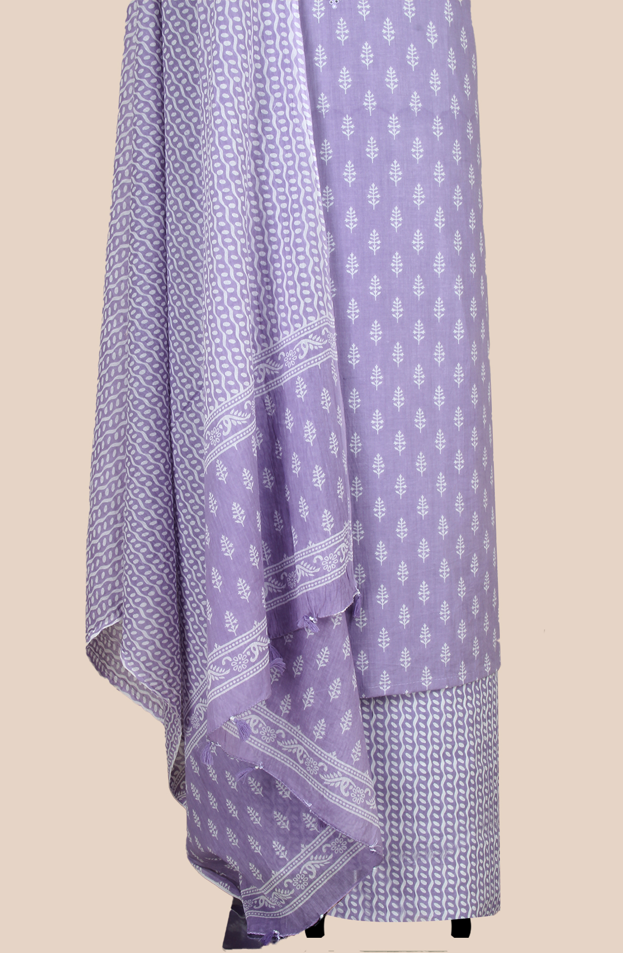 Lavender Cotton Printed Unstitched Salwar Suit - 131-112851-119A