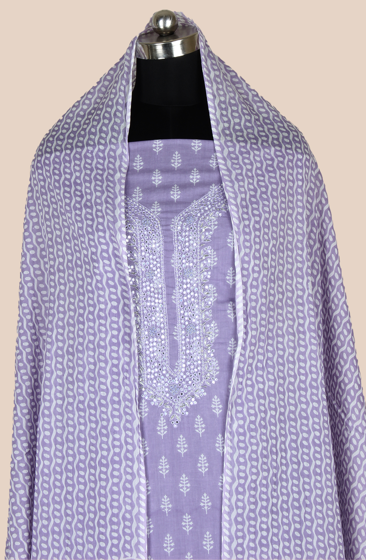 Lavender Cotton Printed Unstitched Salwar Suit - 131-112851-119A