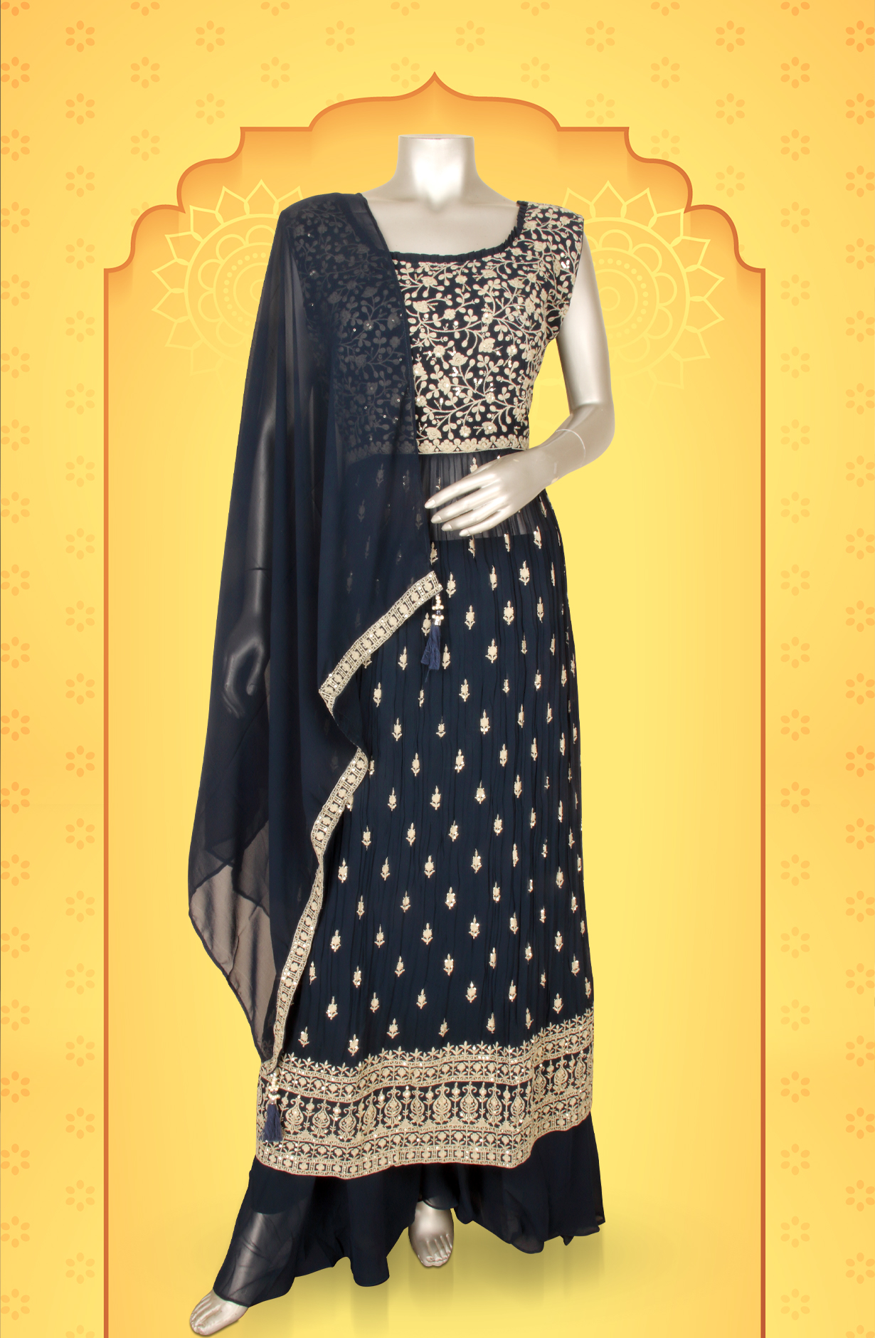 Teal Beautiful Georgette Partywear Stitched Palazzo Suit - 131-GC639A