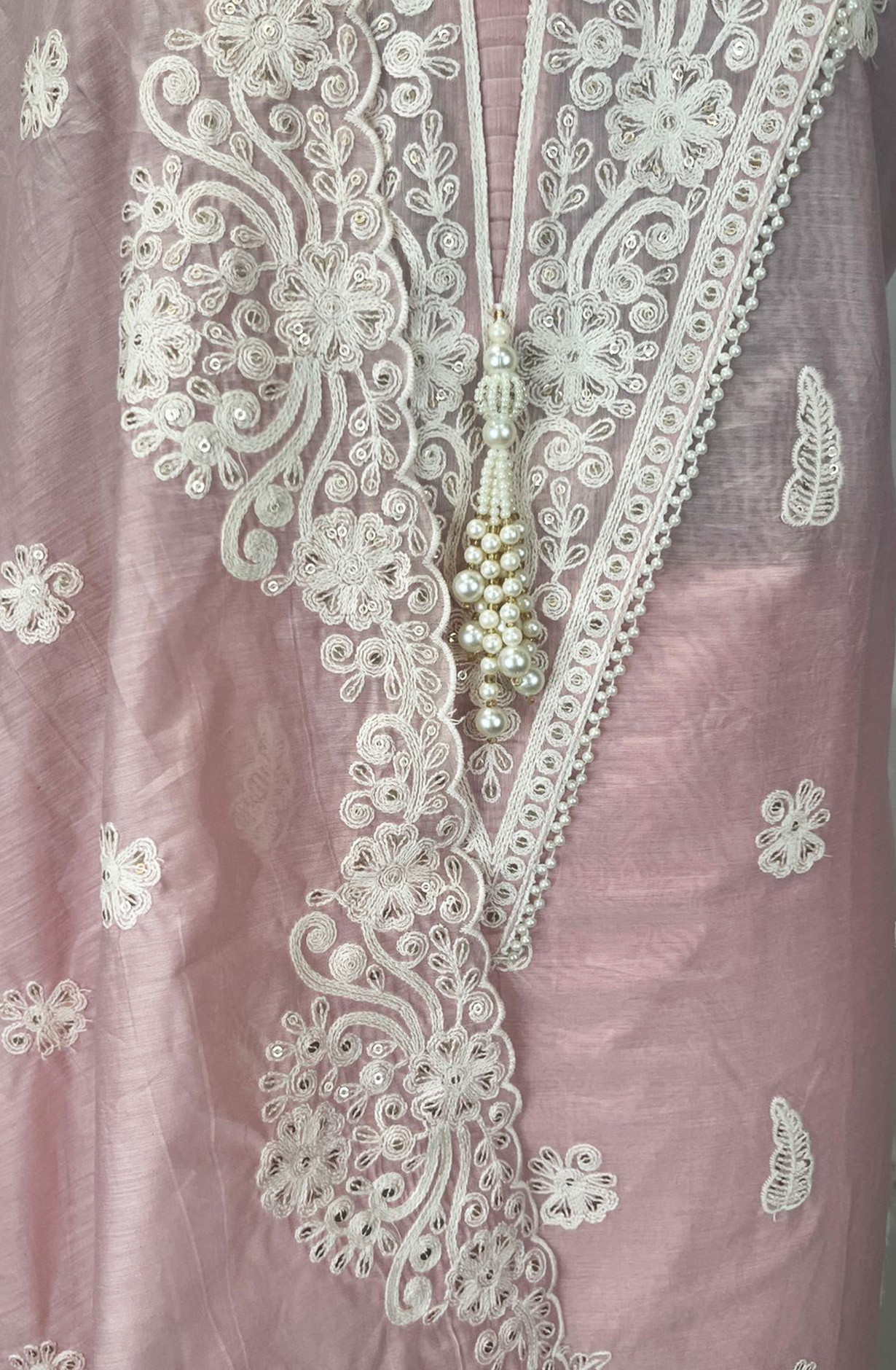 Pink Mul Chanderi Unstitched Beautiful Suit Set with Dupatta - 824-2542A