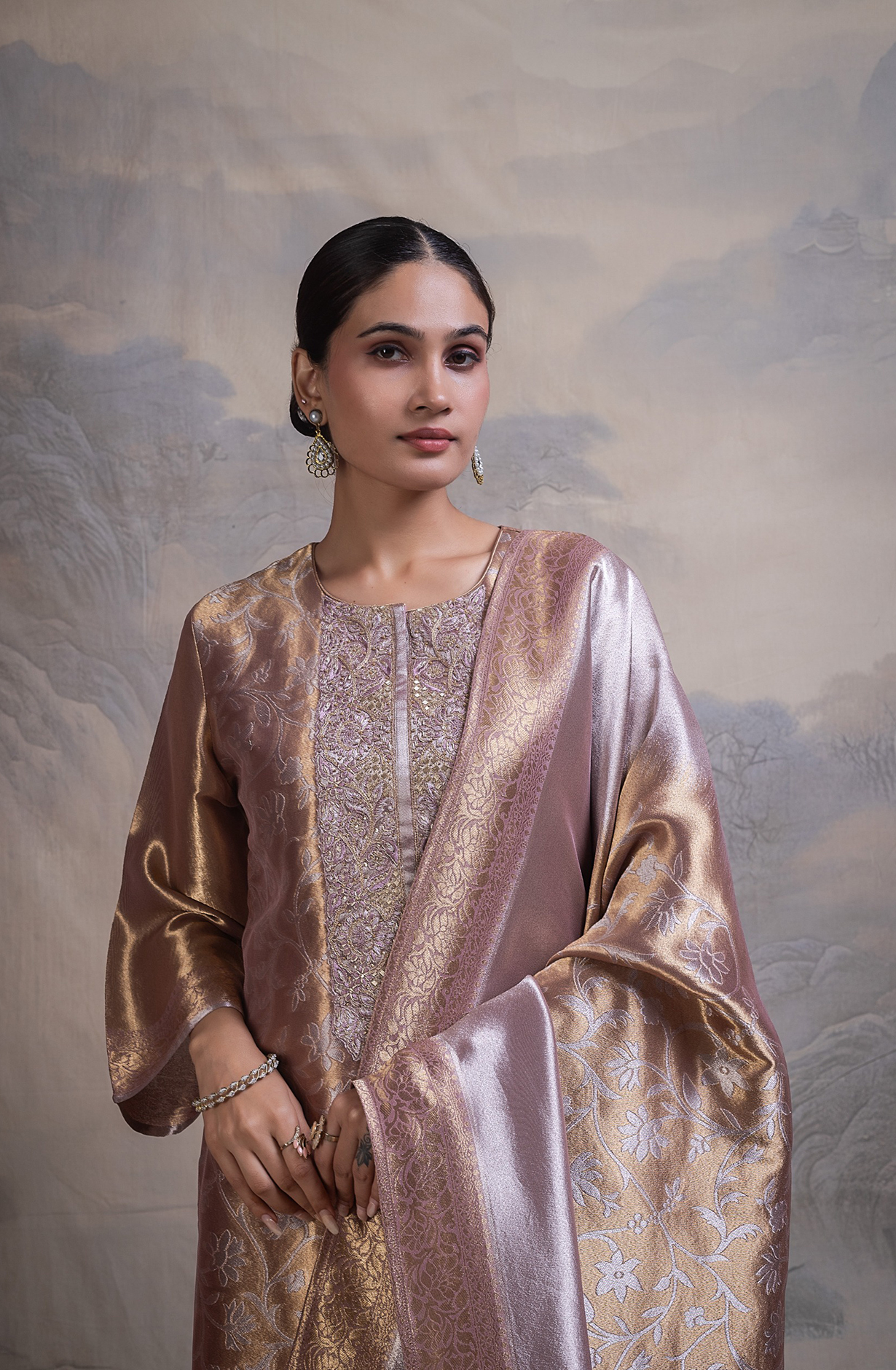 Pink Madurai silk jacquard Unstitched Suit with Beautiful Dupatta- R157-SPR2855