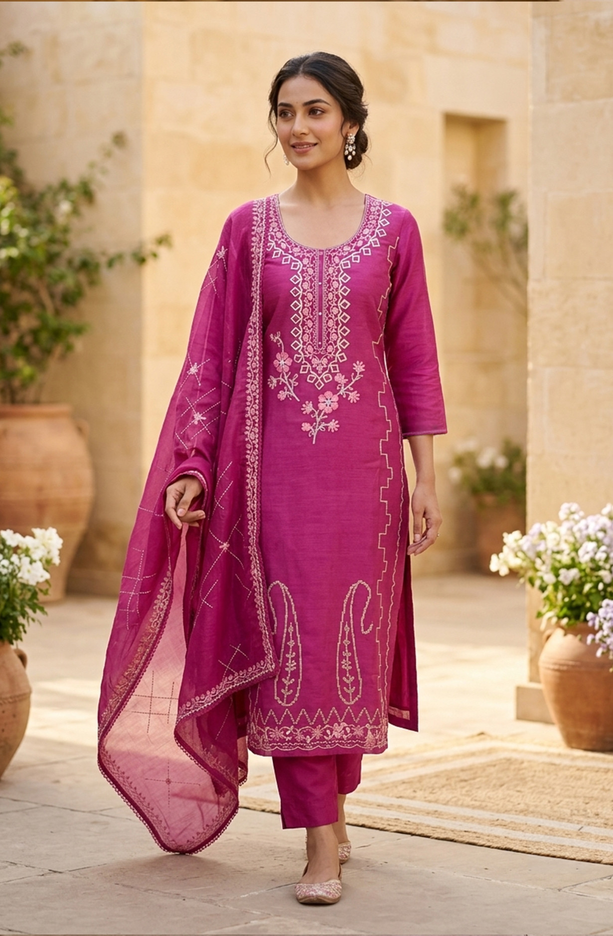 Purple Mul Chanderi Unstitched Suit Set with Beautiful Dupatta - 752-9026B
