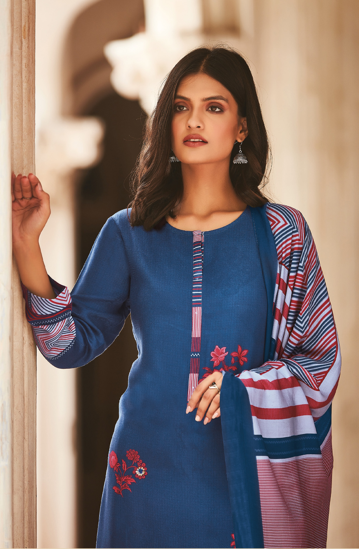 Teal Cotton Digital Printed Unstitched Salwar Kameez - ARO1382