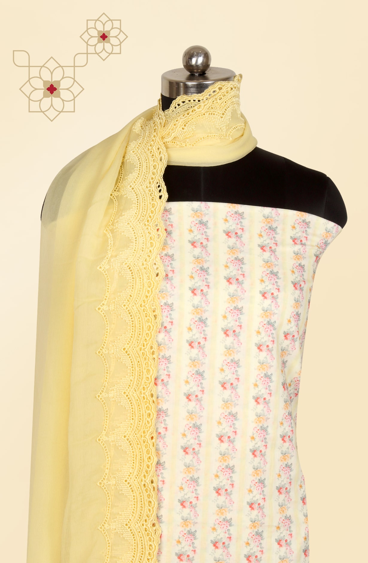 Yellow Pure Cotton Digital Printed Salwar Kameez with Chiffon Dupatta - KAA3007B