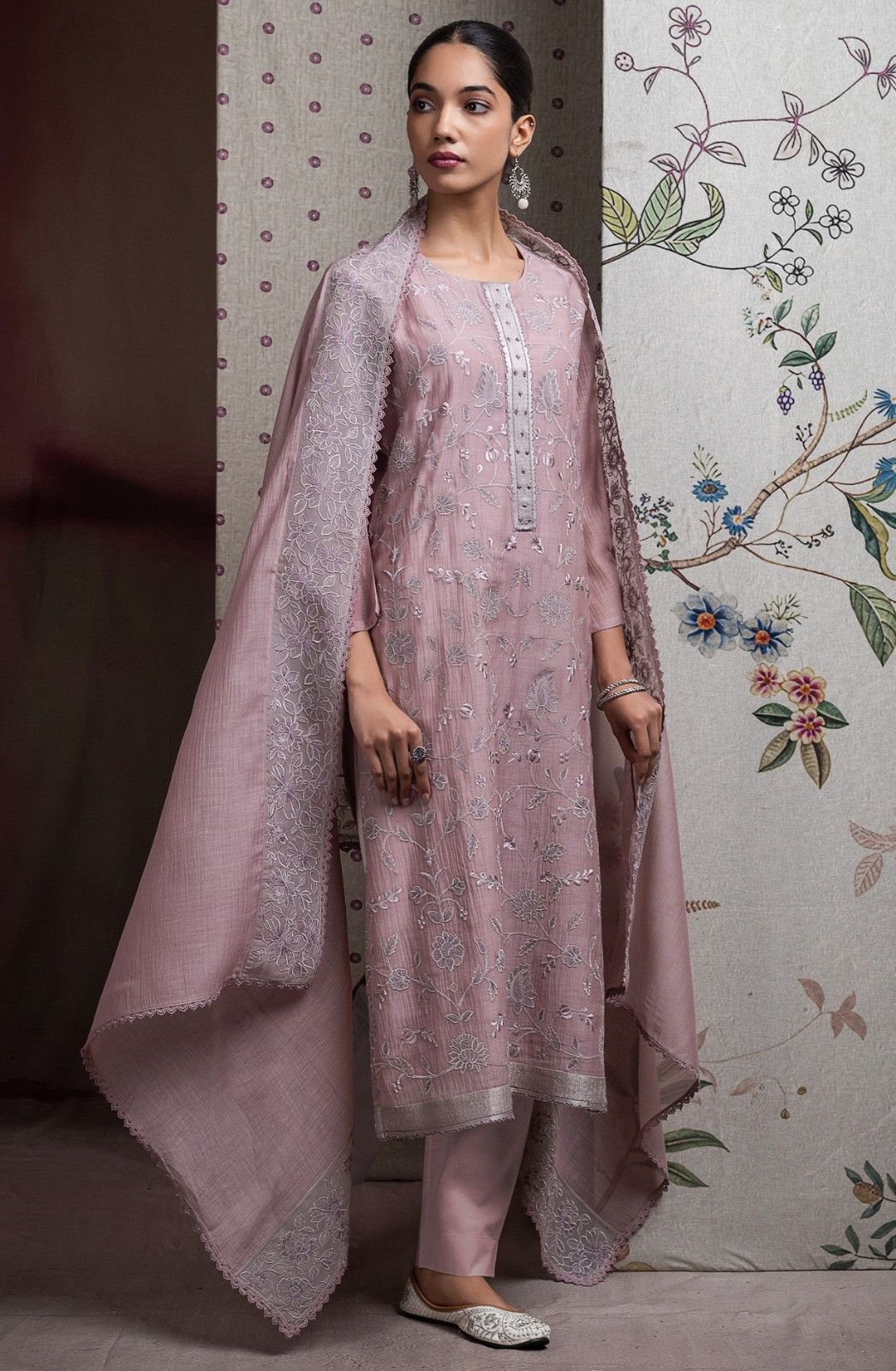 Pink Pure Mul Chanderi Suit Set with Dupatta -R157-SPR2595