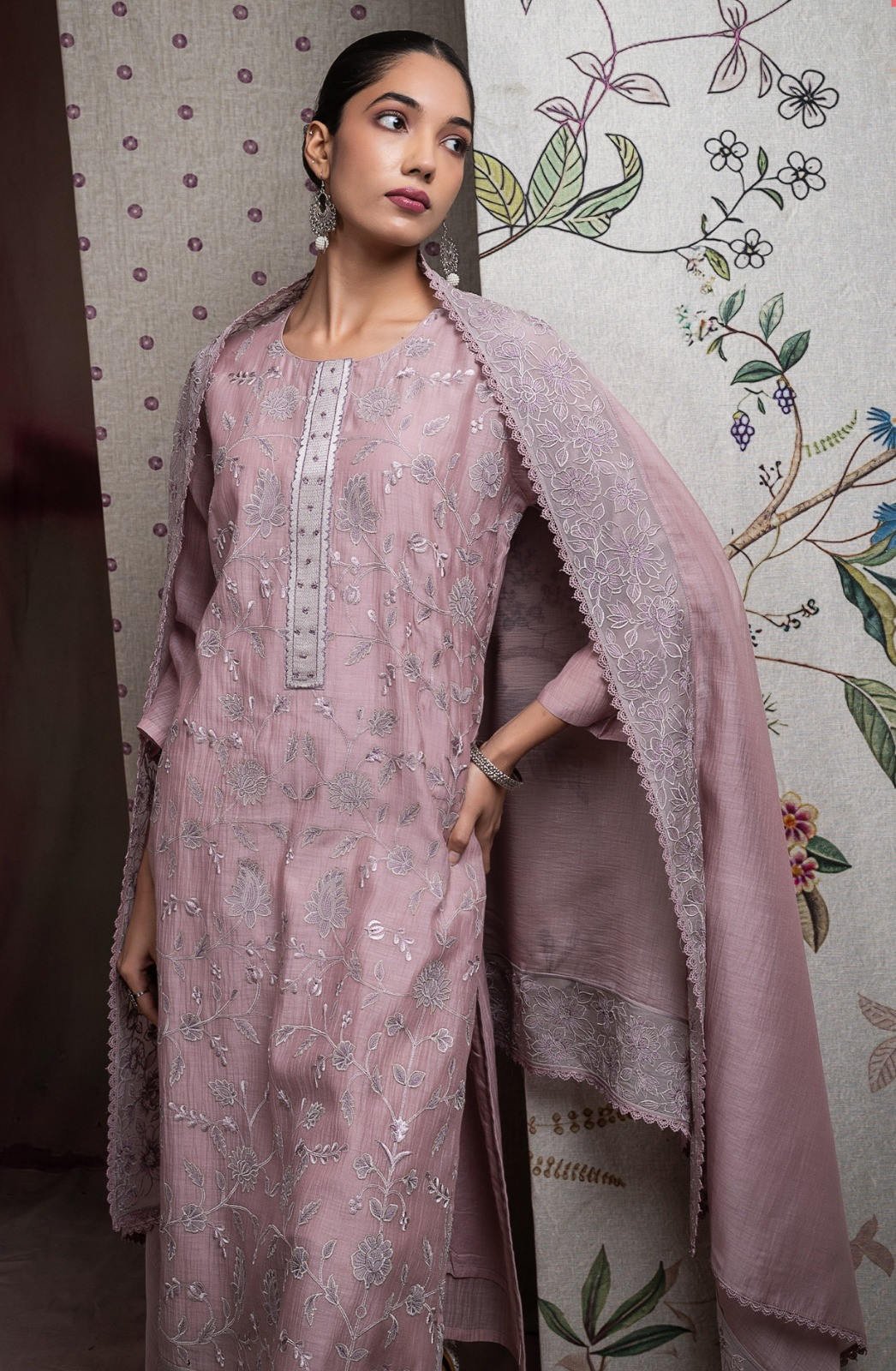 Pink Pure Mul Chanderi Suit Set with Dupatta -R157-SPR2595