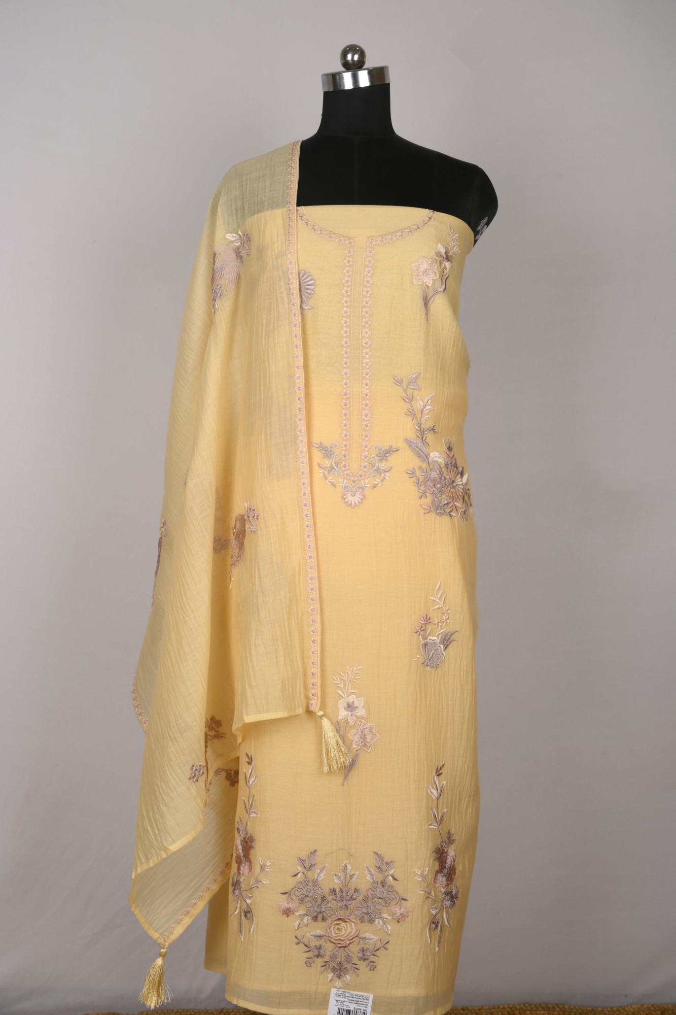 Yellow Mul Cotton Beautiful Suit Set with Dupatta - 996-MCHEMB1109B