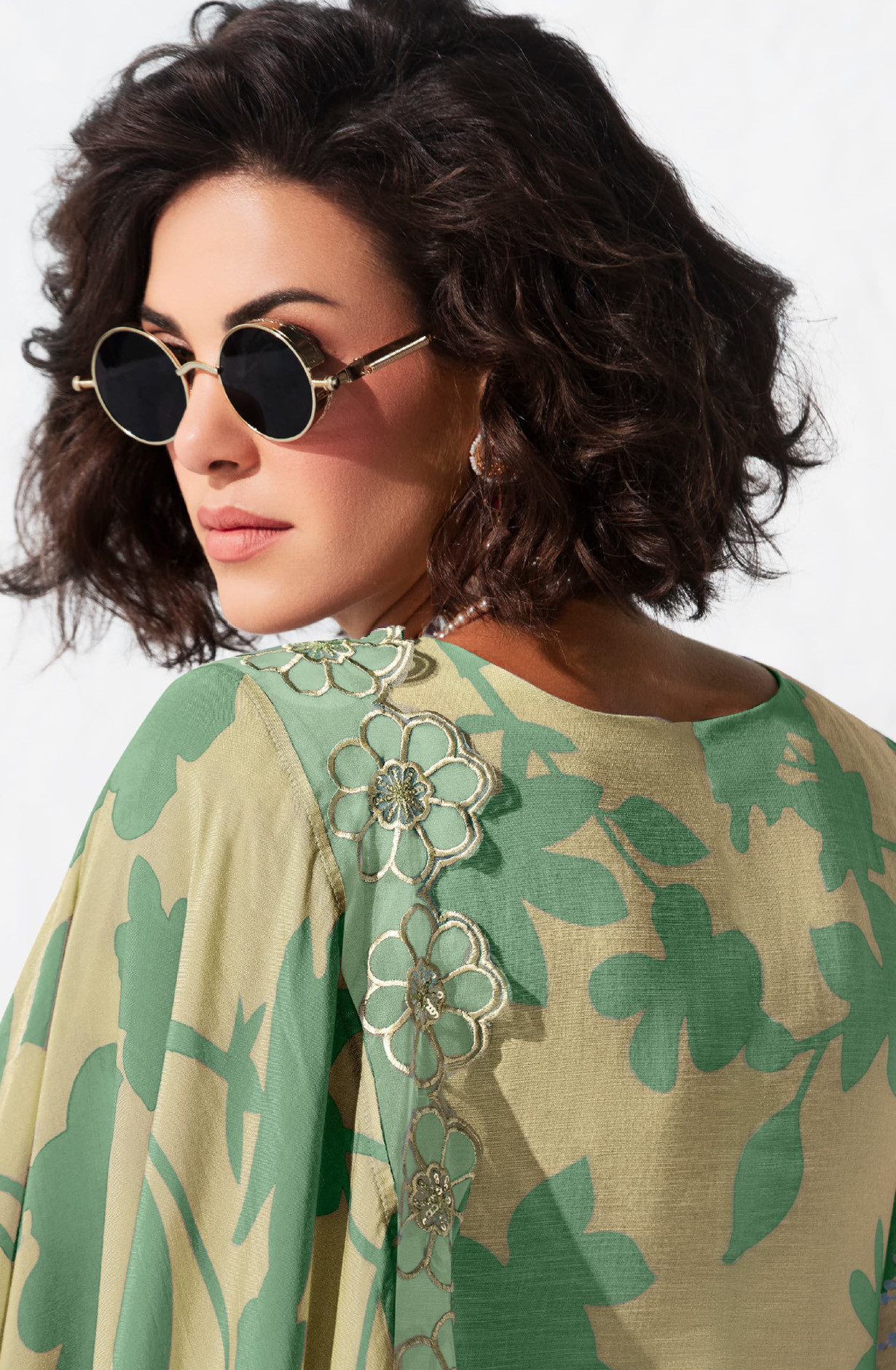 Green Pure Muslin Suit set with Dupatta- ICO9762