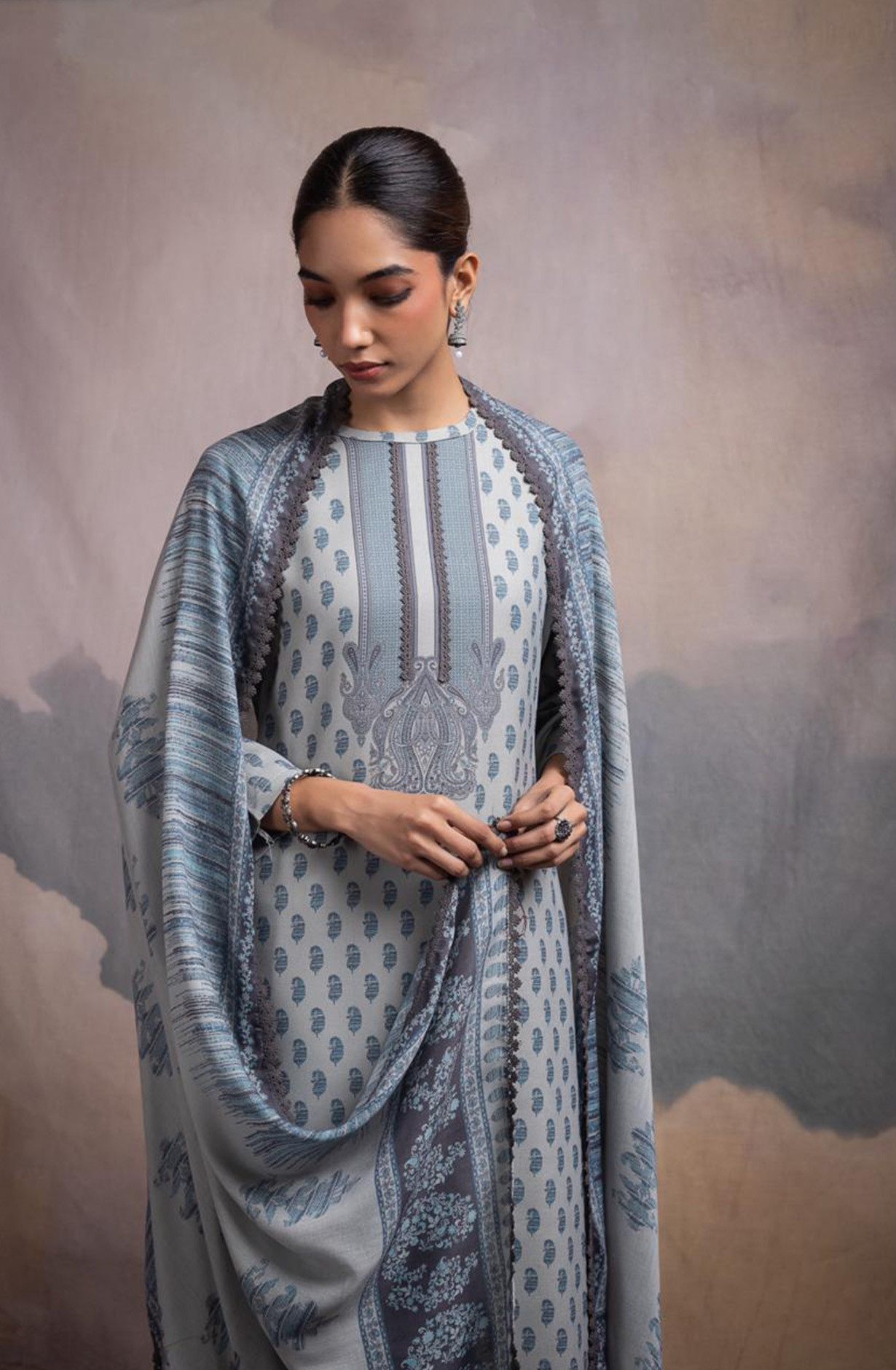 Green Pashmina Digital Printed Suit with Pashmina Dupatta - ANN2118A