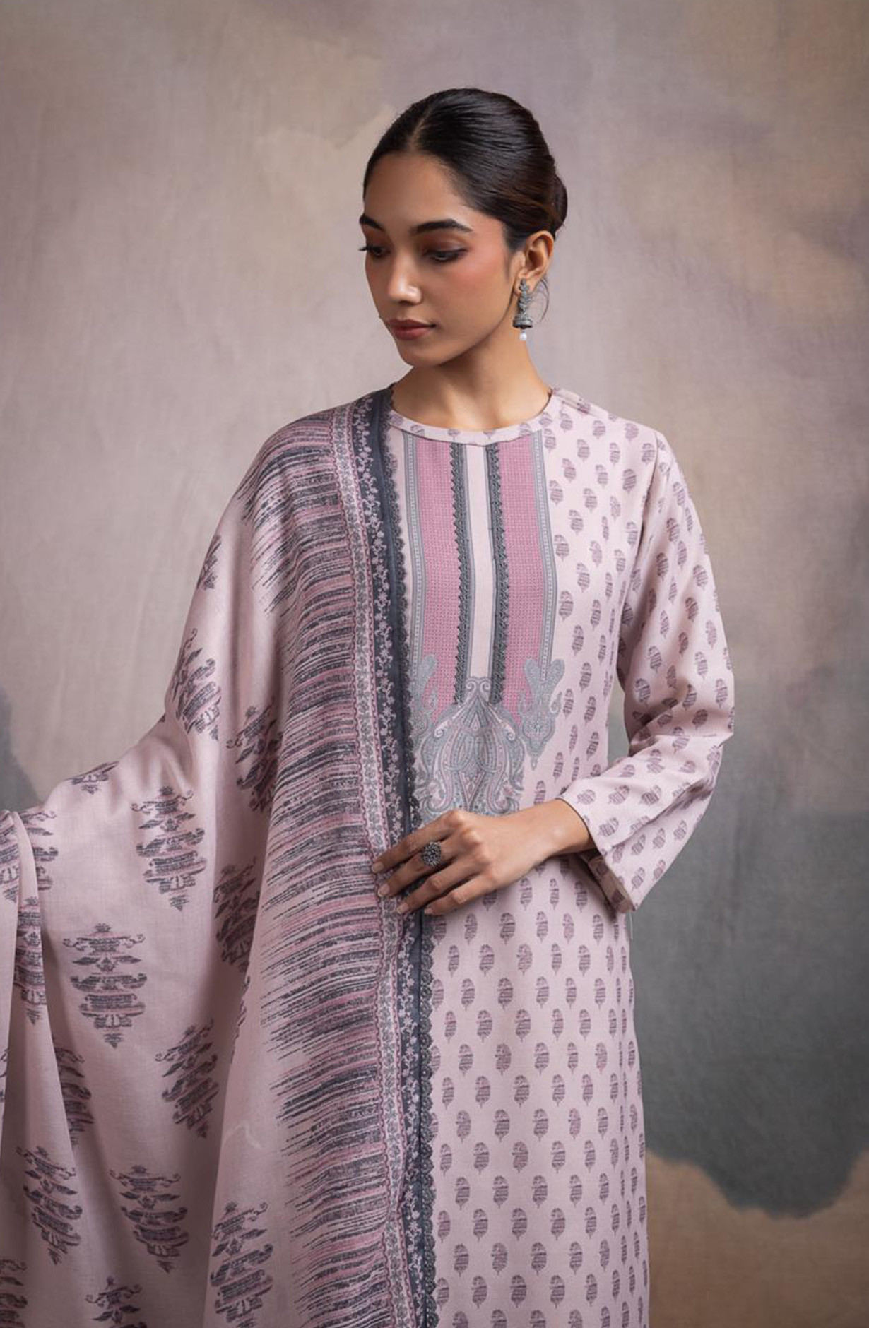 Pink Pashmina Digital Printed Suit with Pashmina Dupatta - ANN2118C