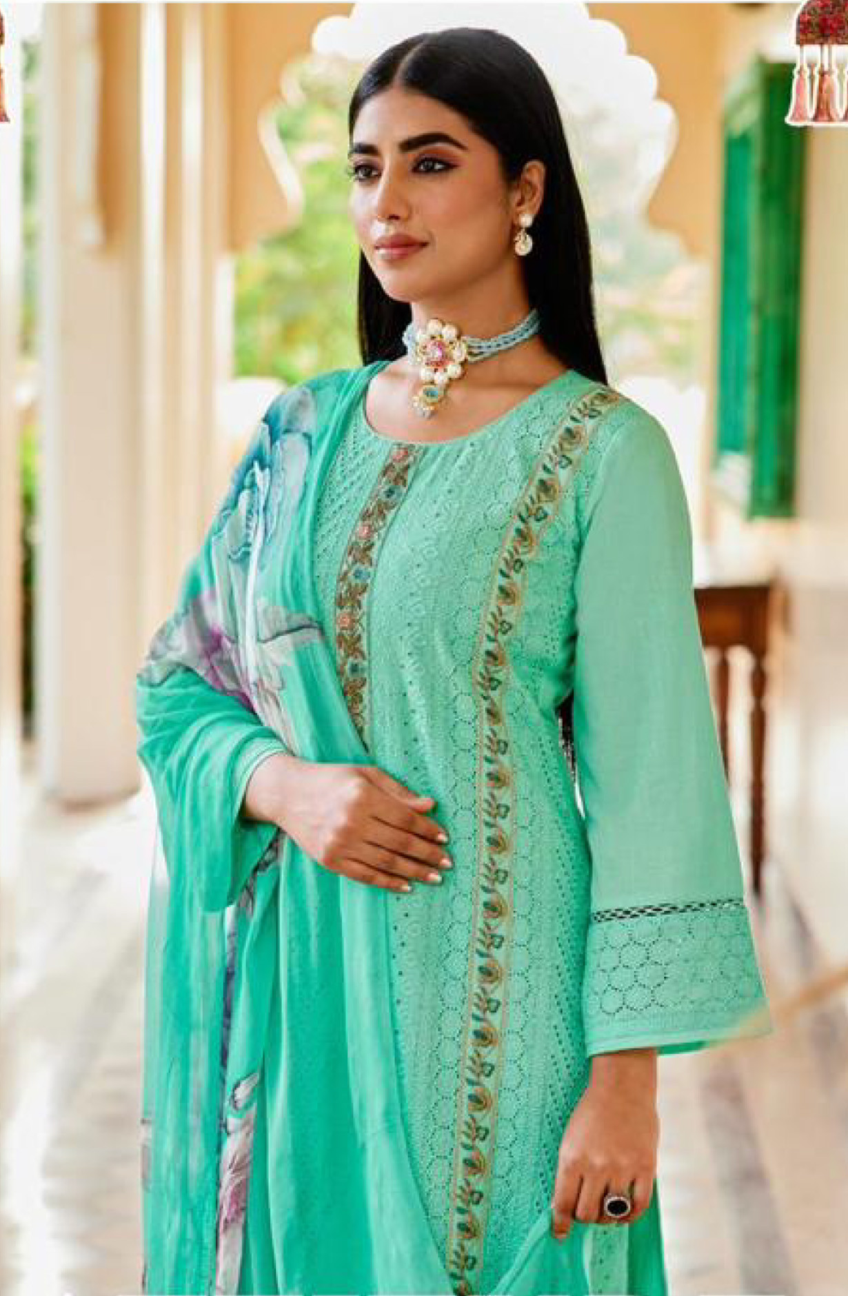 Firoze Pure Cambric Cotton Suit Set with Dupatta- SHA15902