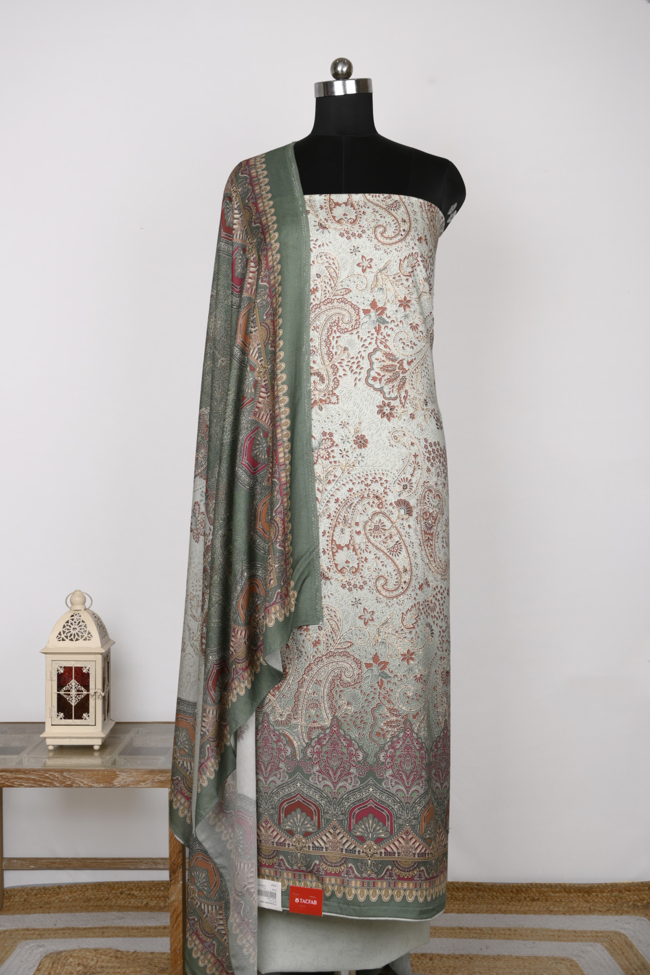 Green Digital Printed Spun Suit set with Spun Dupatta- KOH14293