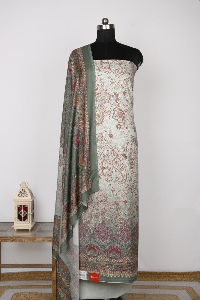 Image of Green Digital Printed Spun Suit set with Spun Dupatta- KOH14293