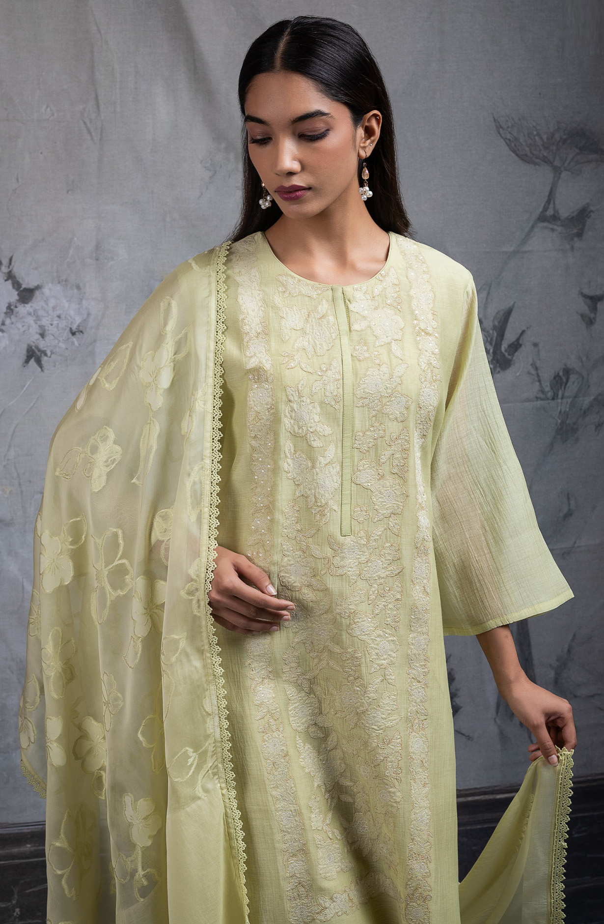 Lemon Pure mul chanderi embroidered Suit Set with Dupatta - R157-SPR2701A