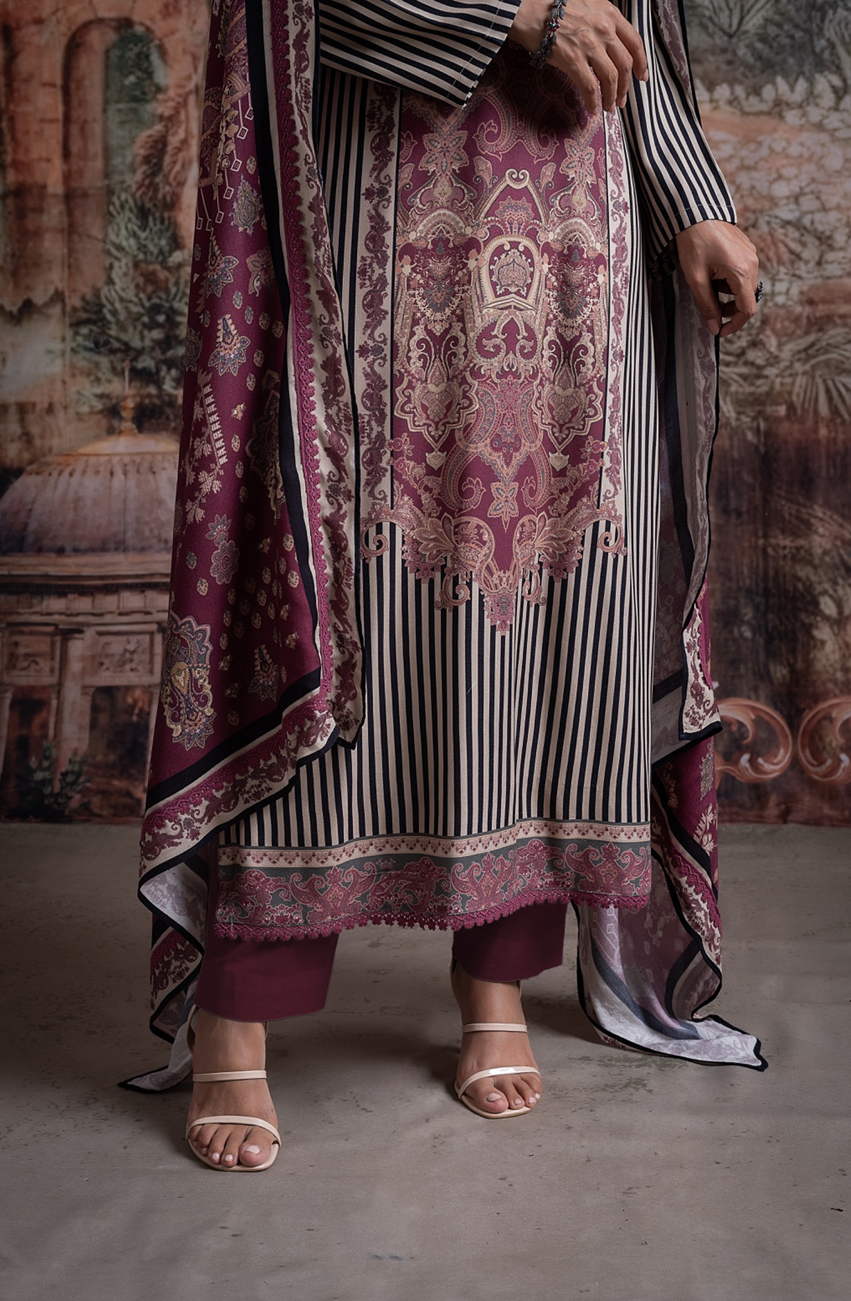 Maroon Pashmina Digital Printed Suit with Pashmina Dupatta - MIS2037B