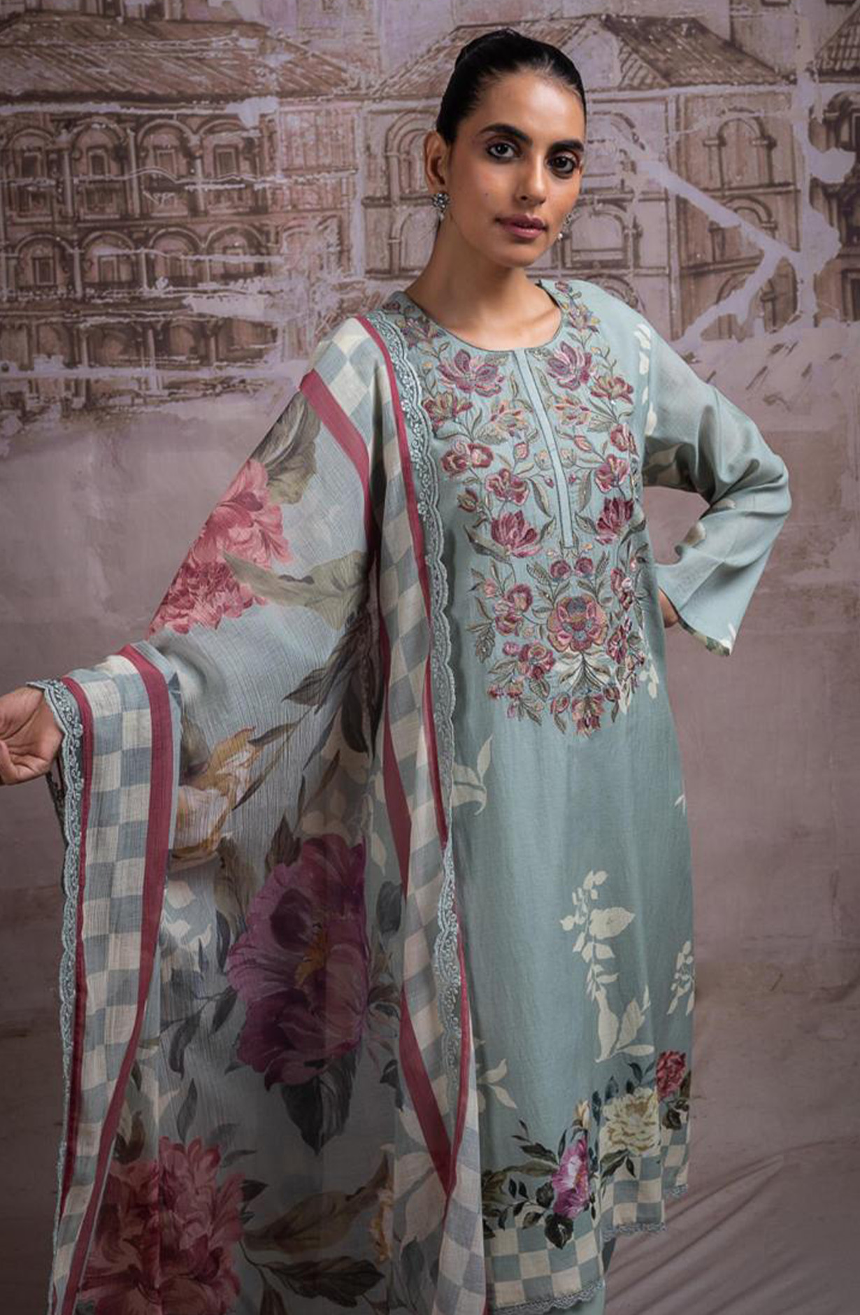 Green Pure Mul Chanderi Beautiful Suit Set with Dupatta - NAYNT206A