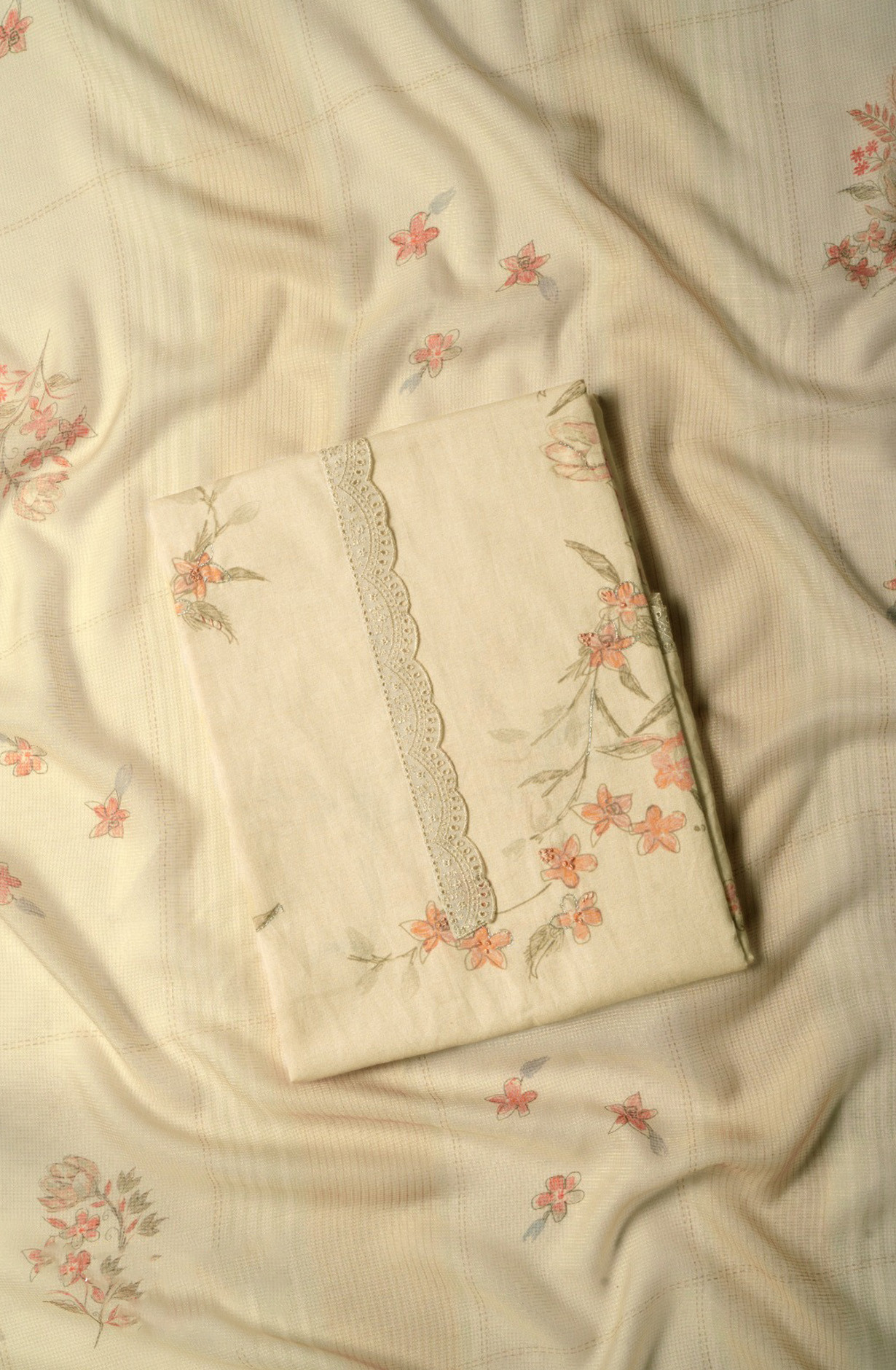 Beige Lawn cotton Digital Printed Suit with Dupatta - VARV38D