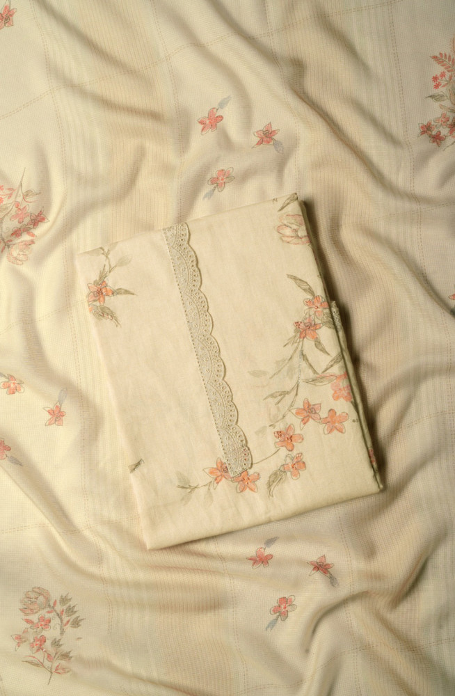 Image of Beige Lawn cotton Digital Printed Suit with Dupatta - VARV38D