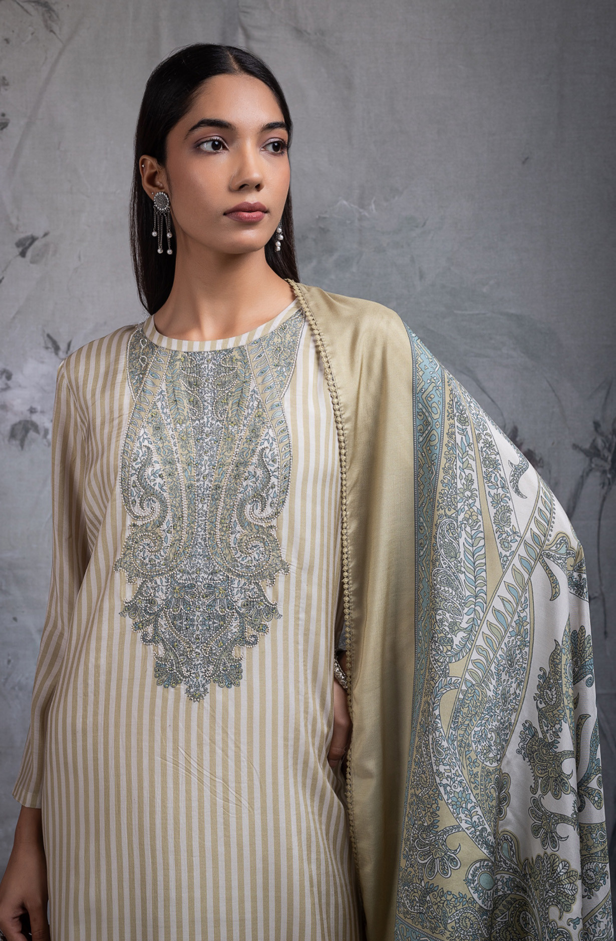 Mehndi pure muslin digtal printed beautiful Suit Set with Dupatta - PRENT117C