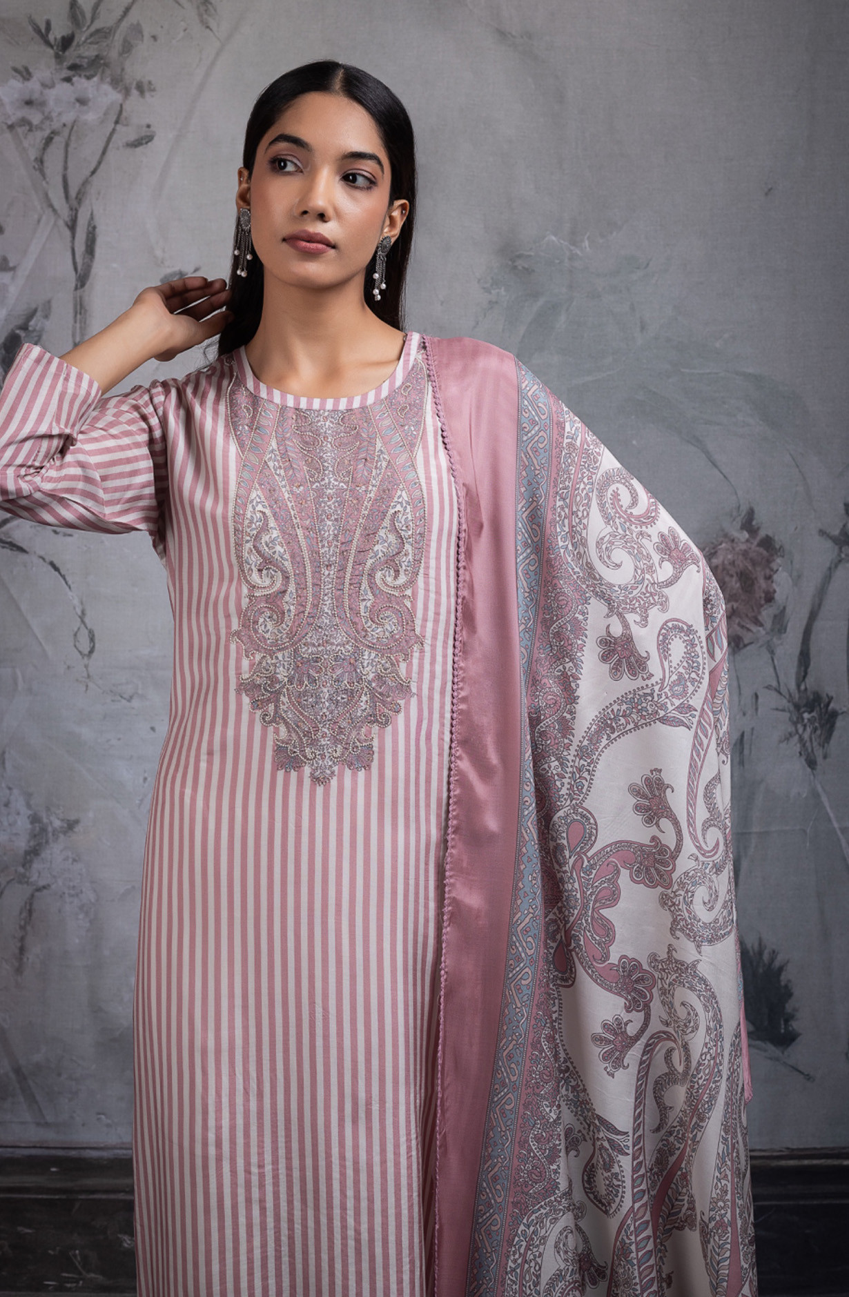 Pink pure muslin digtal printed beautiful Suit Set with Dupatta - PRENT117A