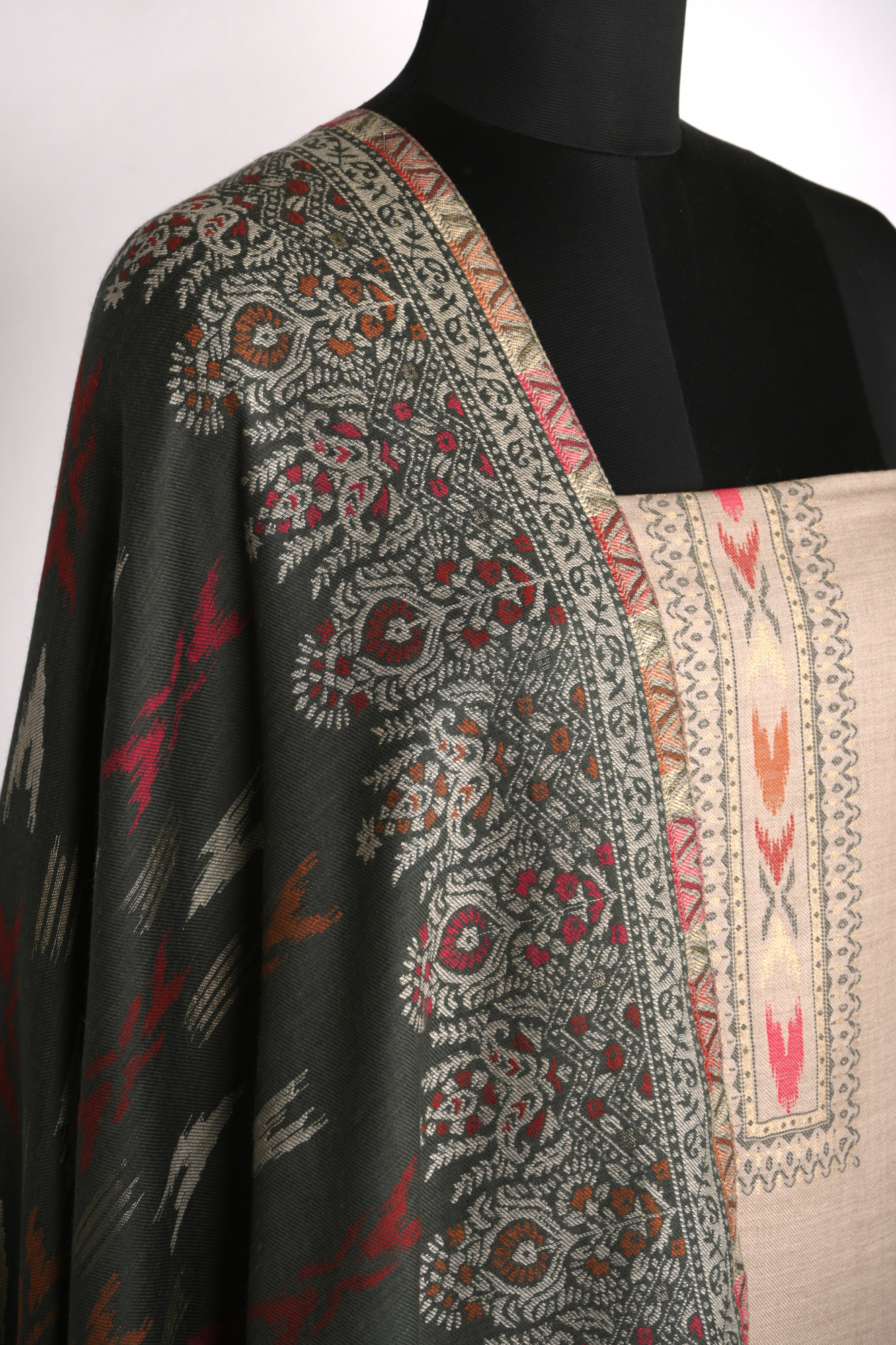 Beige Pashmina Suit set with Pashmina Dupatta- PASH1415