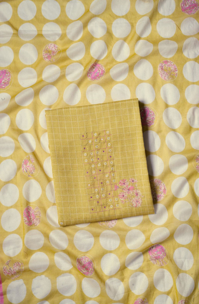 Image of Yellow Mal Chanderi Silk Digital Printed Suit with Dupatta - VARV74B