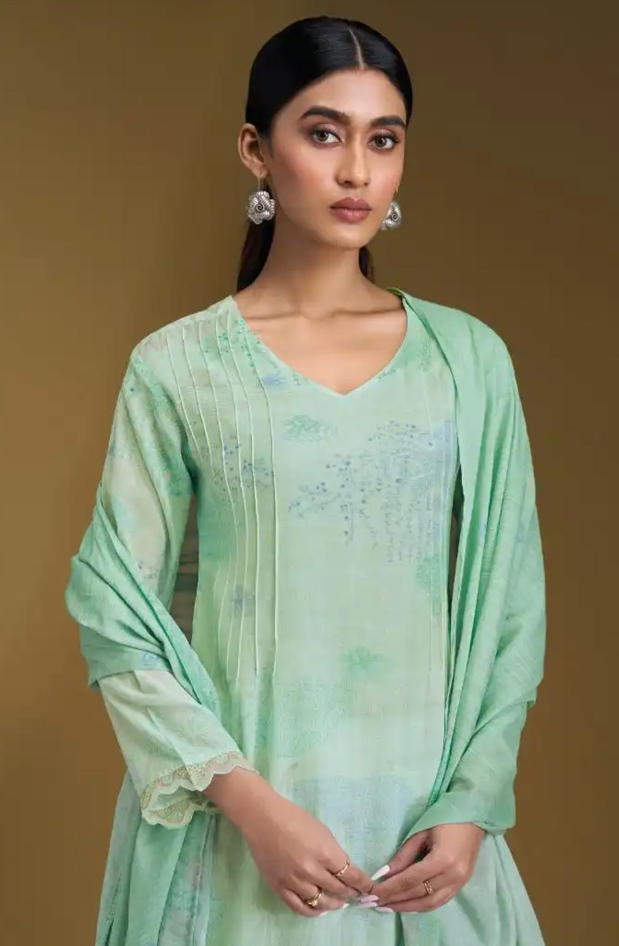 Firozee Mal Chanderi Silk Suit set with Dupatta - SRU12021C