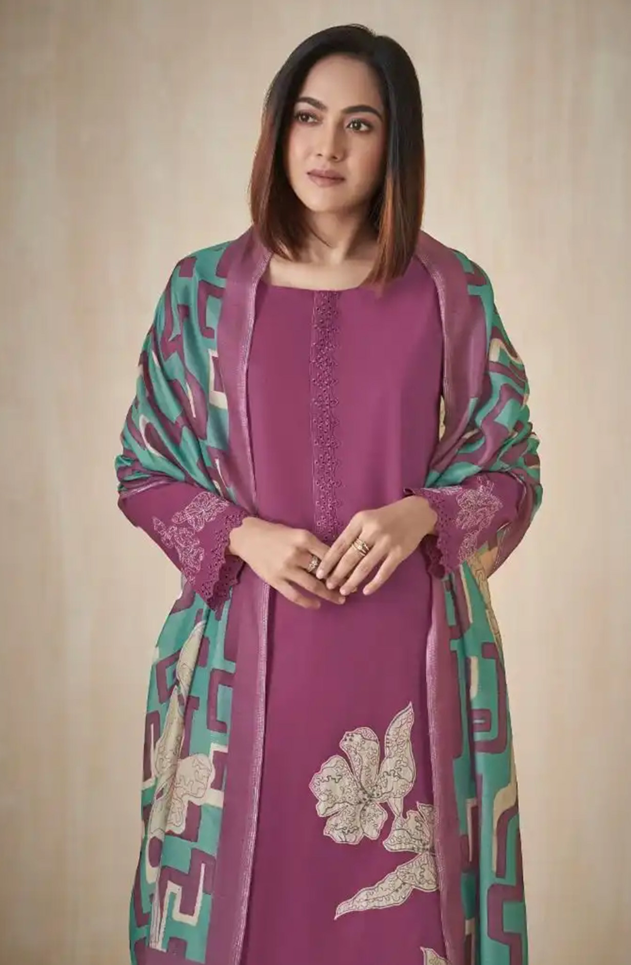 Purple Premium lawn cotton Suit set with Dupatta - AAS14021C