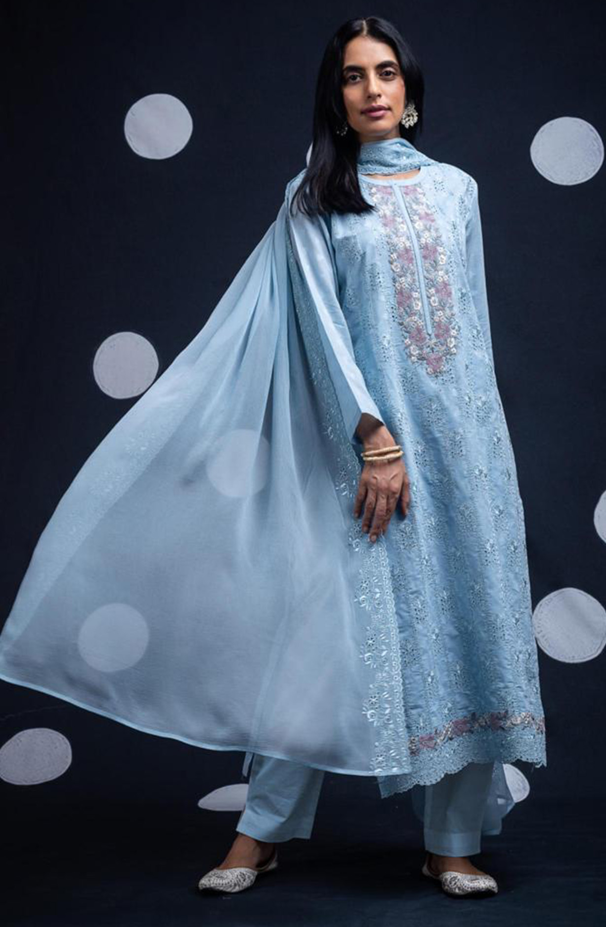 Blue Pure Cotton Butta Beautiful Suit Set with Dupatta - TANNSF132A