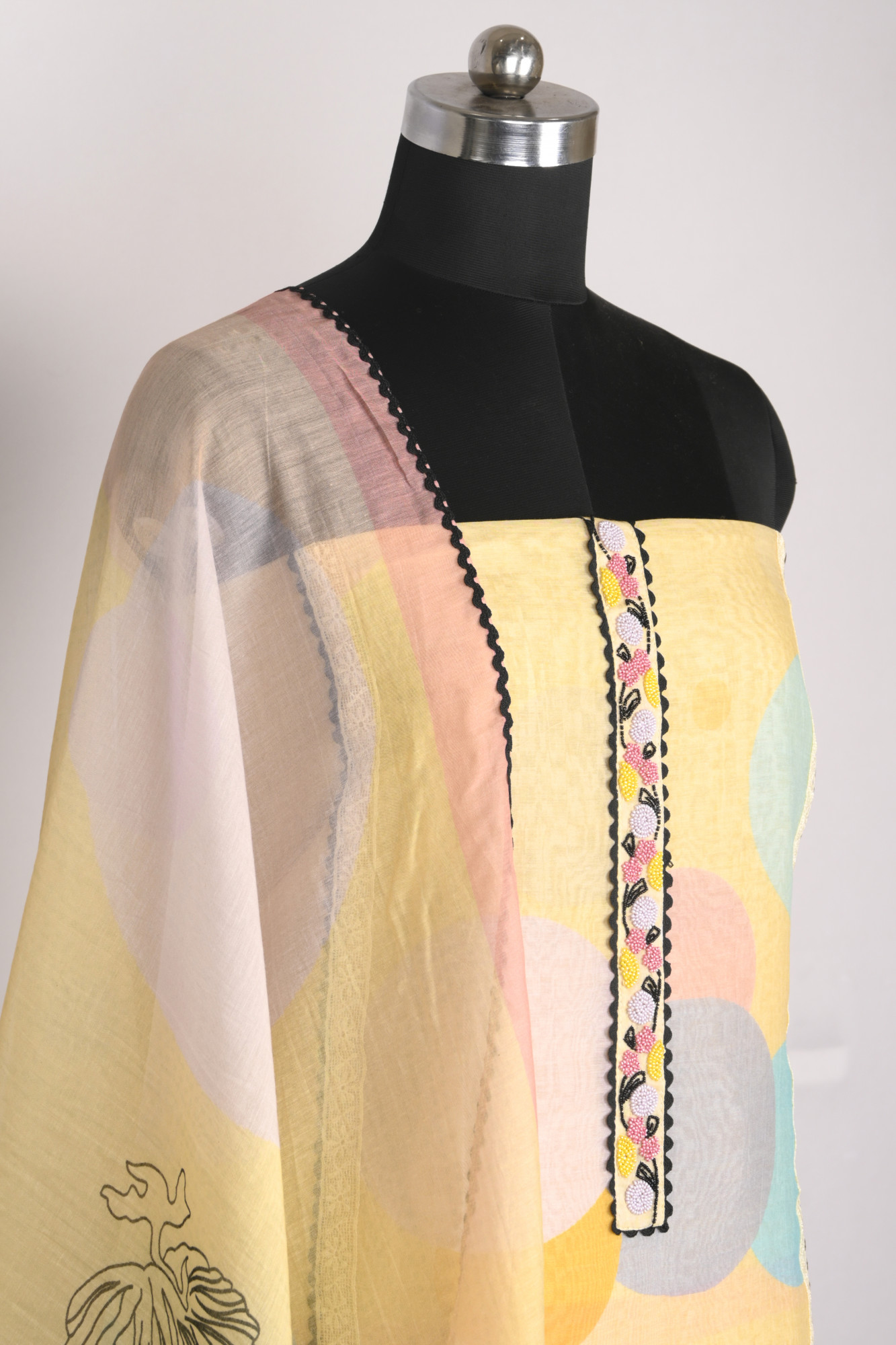 Yellow Mul Cotton Beautiful Suit Set with Dupatta - 1001-JHU1517