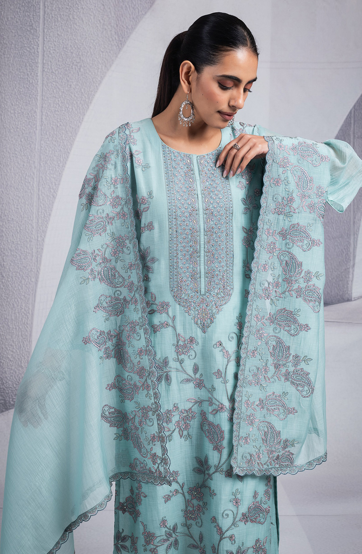 Firozee Pure Mul Chanderi Suit Set with Dupatta - R157-SPR2579A