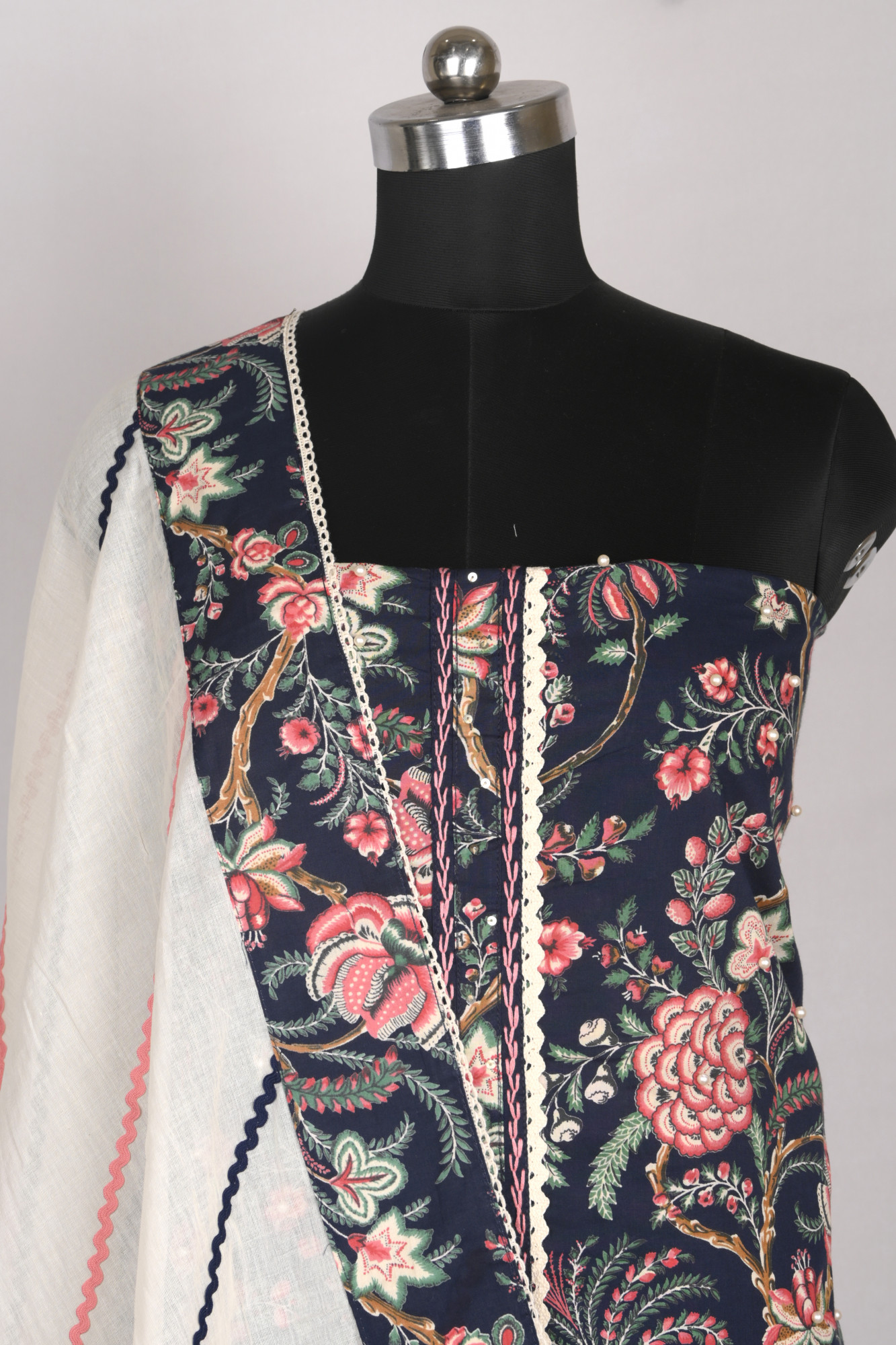 Blue Cotton Beautiful Suit Set with Dupatta - 944-1520A