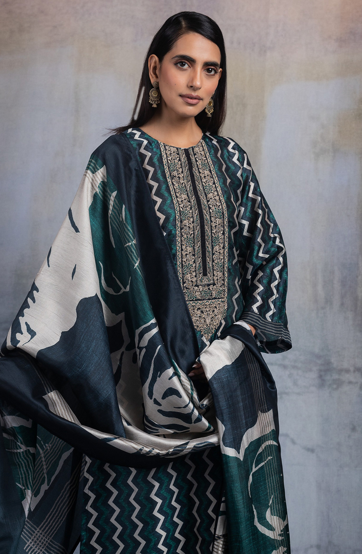 Blue Beautiful Silk Suit Set with Dupatta -R157-SPR2602A