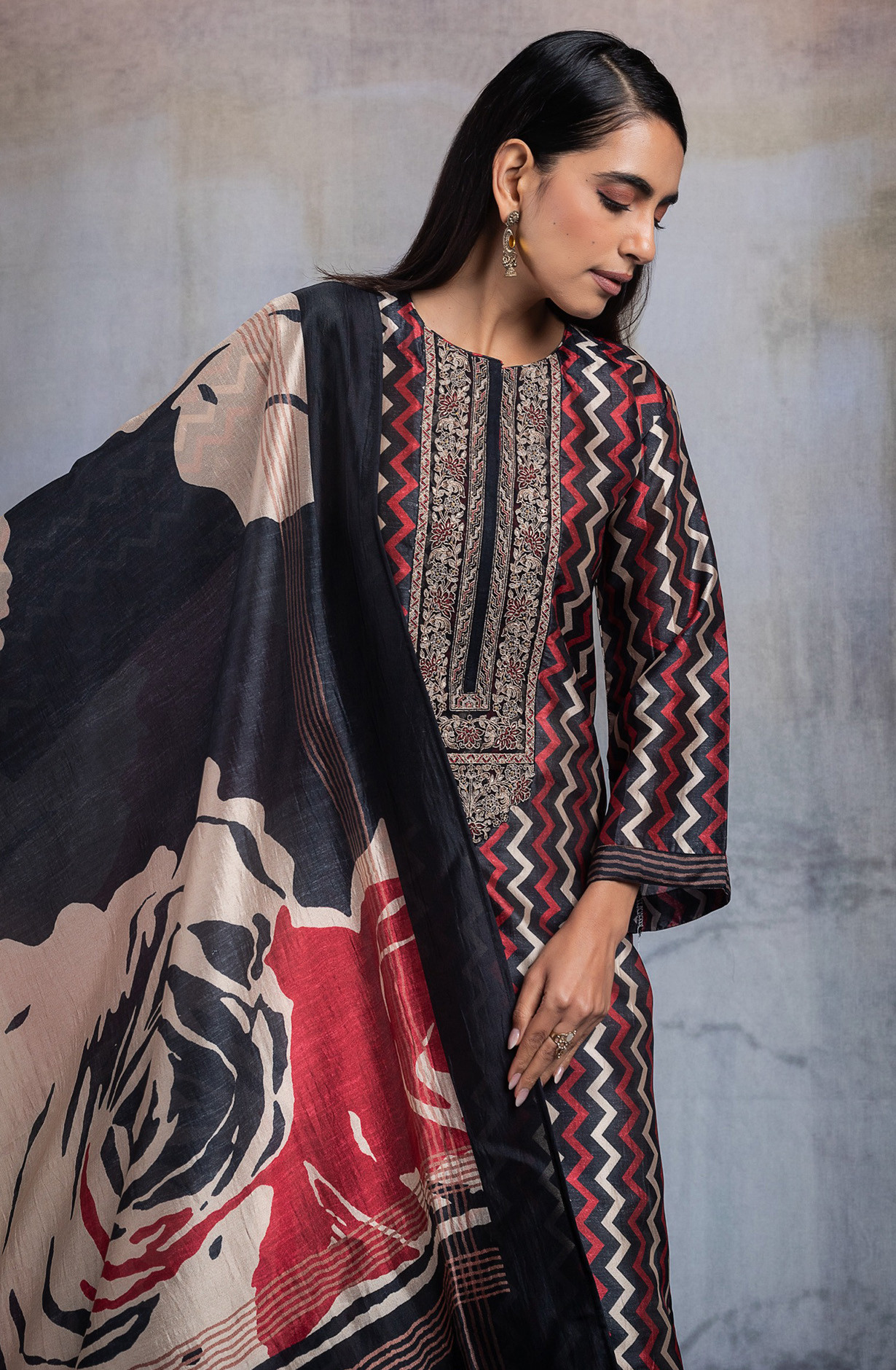 Maroon Beautiful Silk Suit Set with Dupatta - R157-SPR2602B