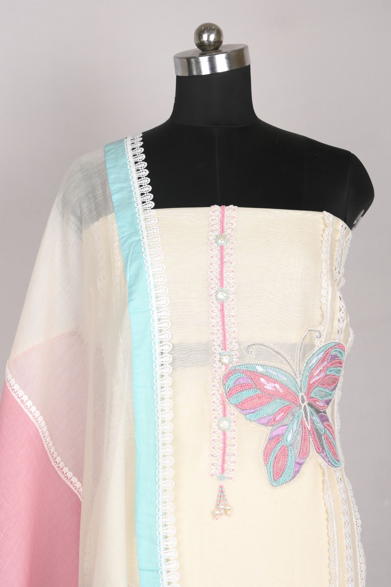 White Mul Chanderi Beautiful Suit Set with Dupatta - 1001-JSB1009A